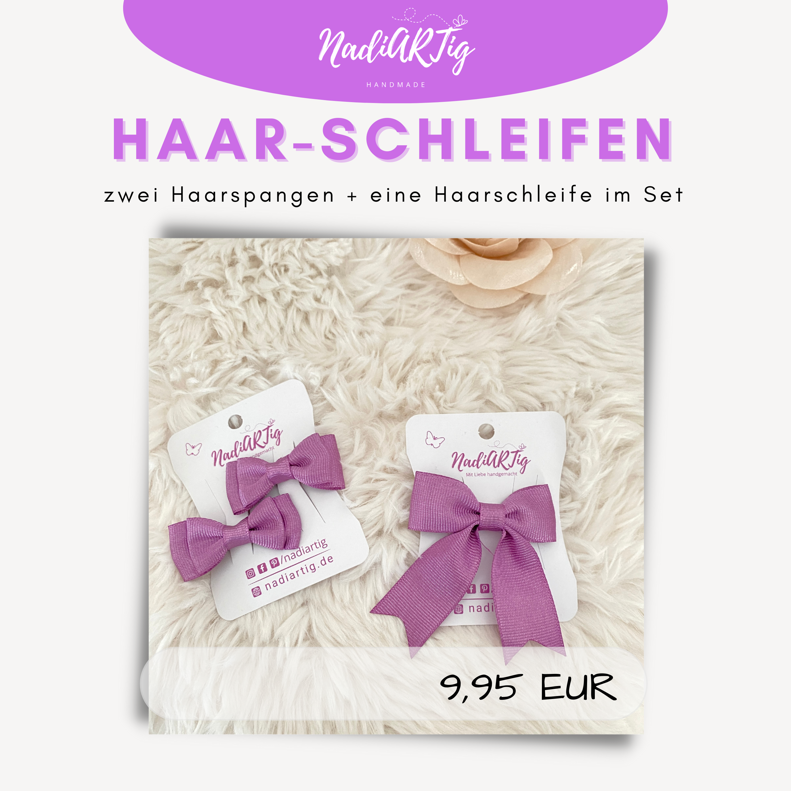 Haarschleife / Spangen in 9 Farben