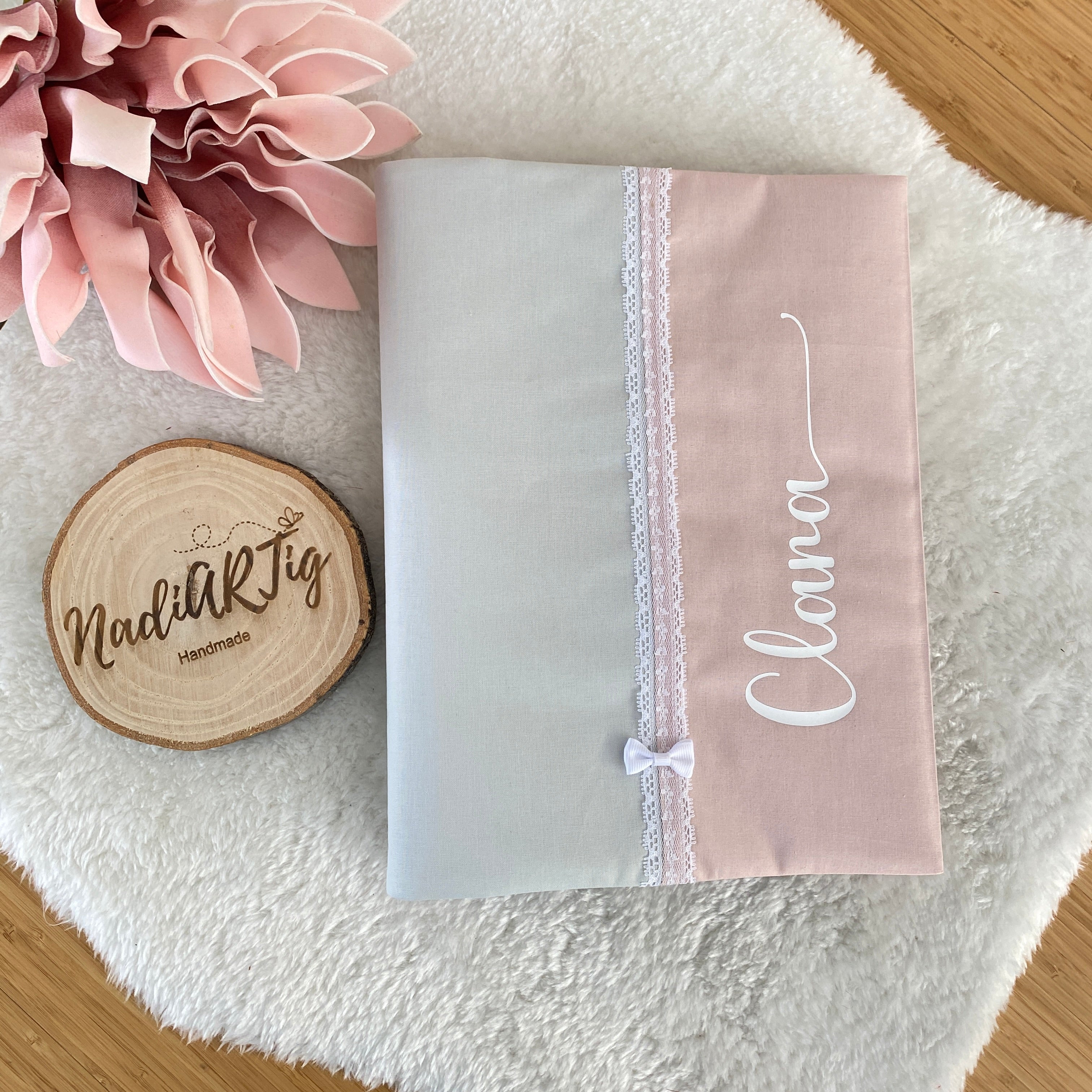 Erinnerungs-/ Zeugnismappe rosé & grau