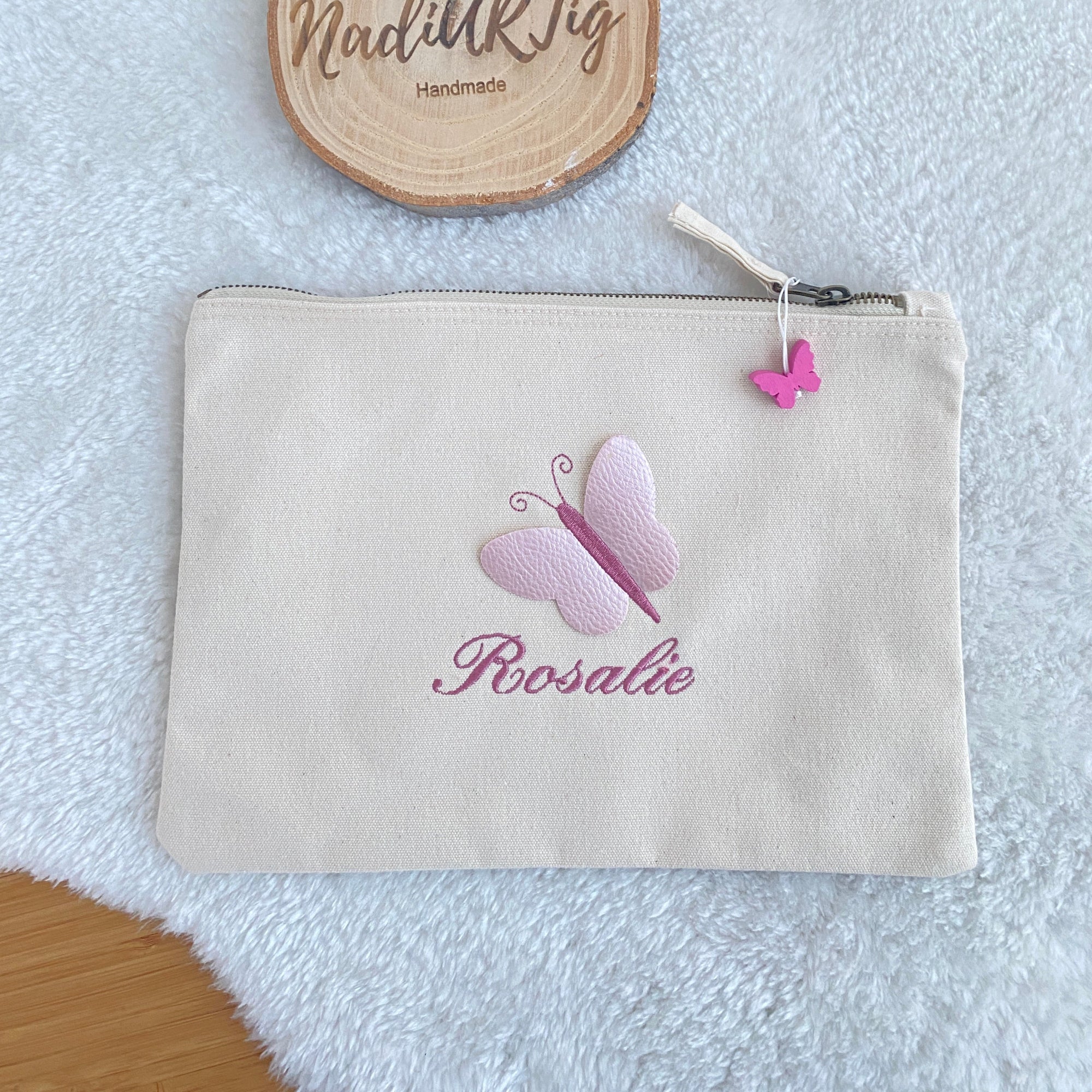 Canvas Tasche mit Namen und 3D-Schmetterling