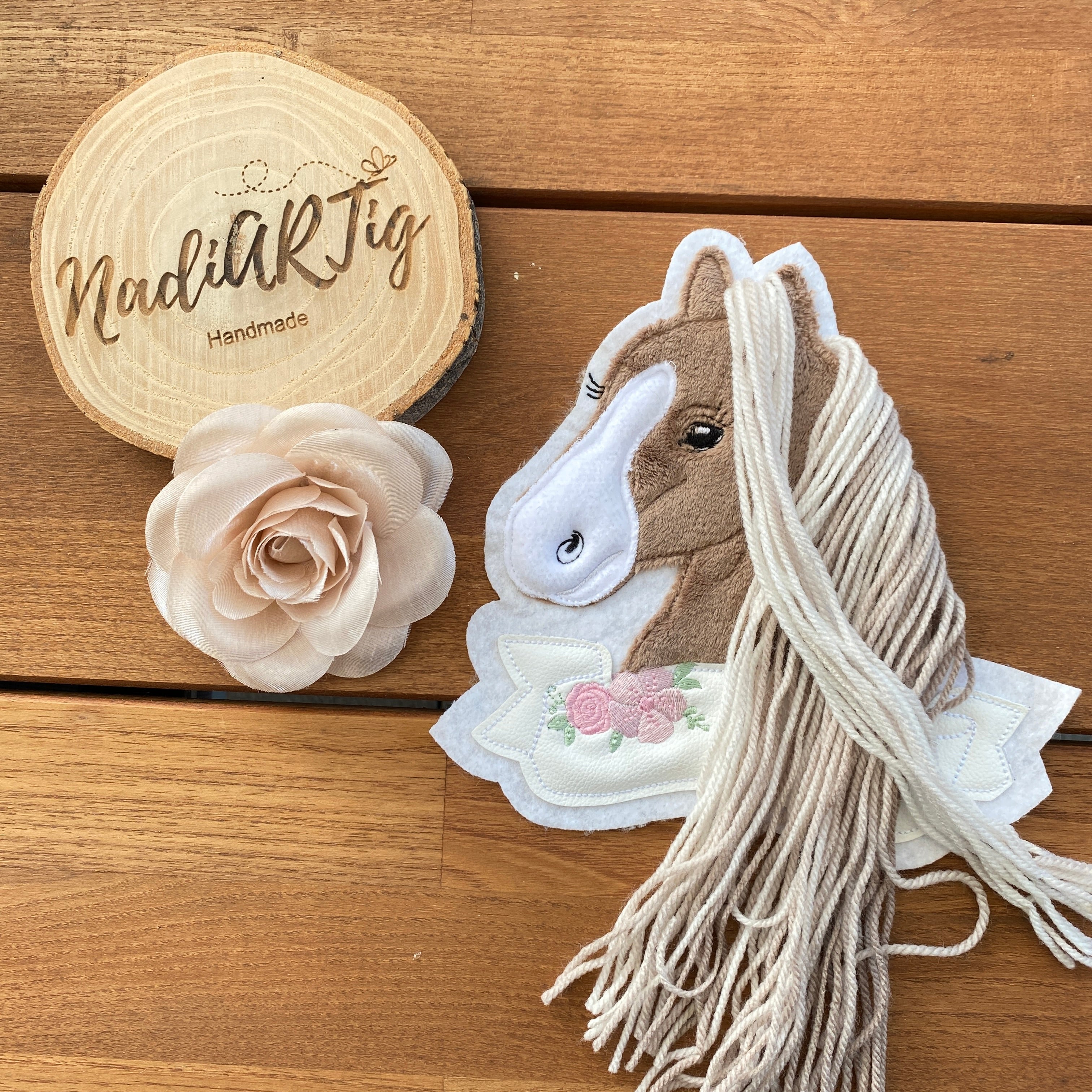 Pferd #7 Patch/Aufnäher - dunkelbraun/braun meliert