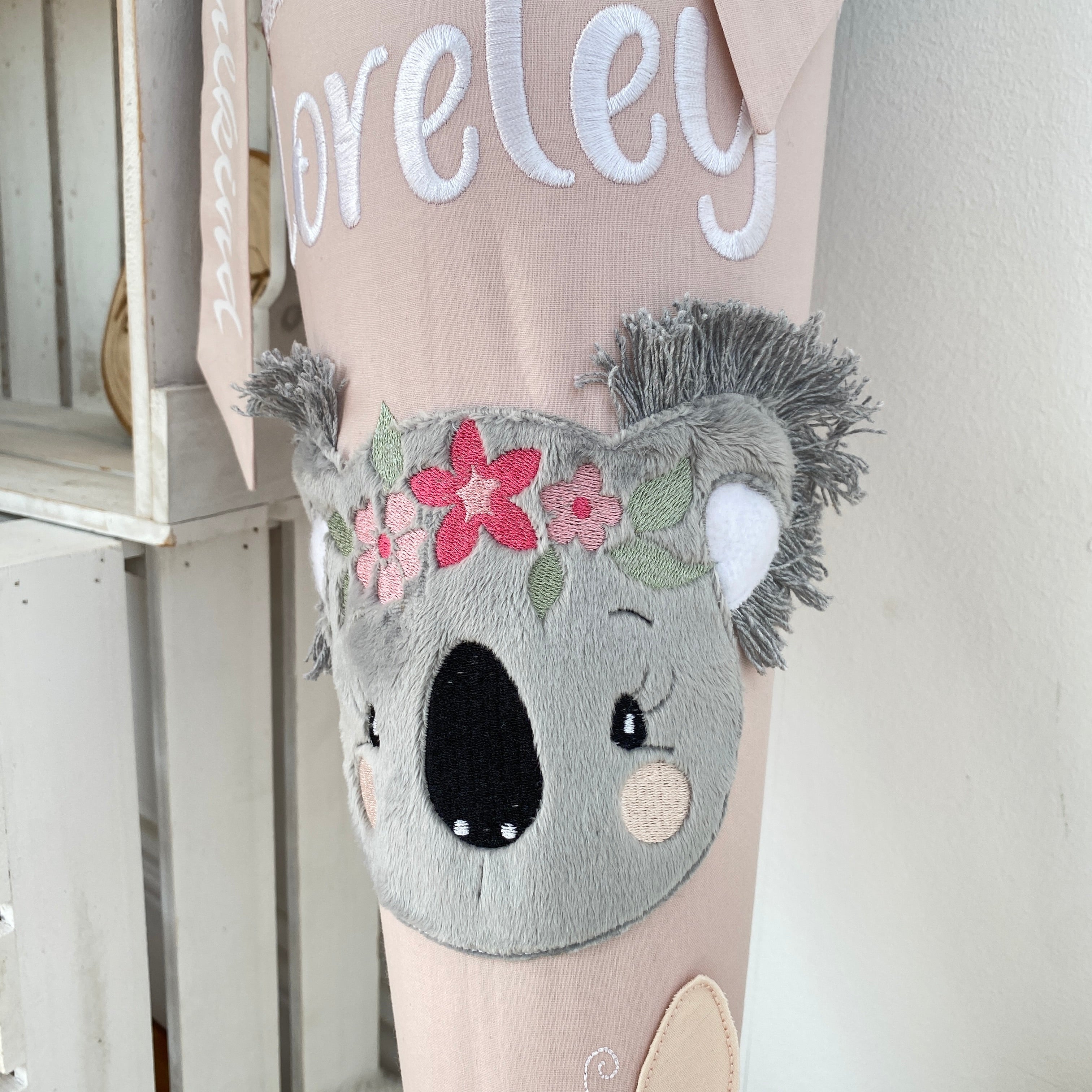 Schultüte Koala Bär in hellgrau/puderrosé