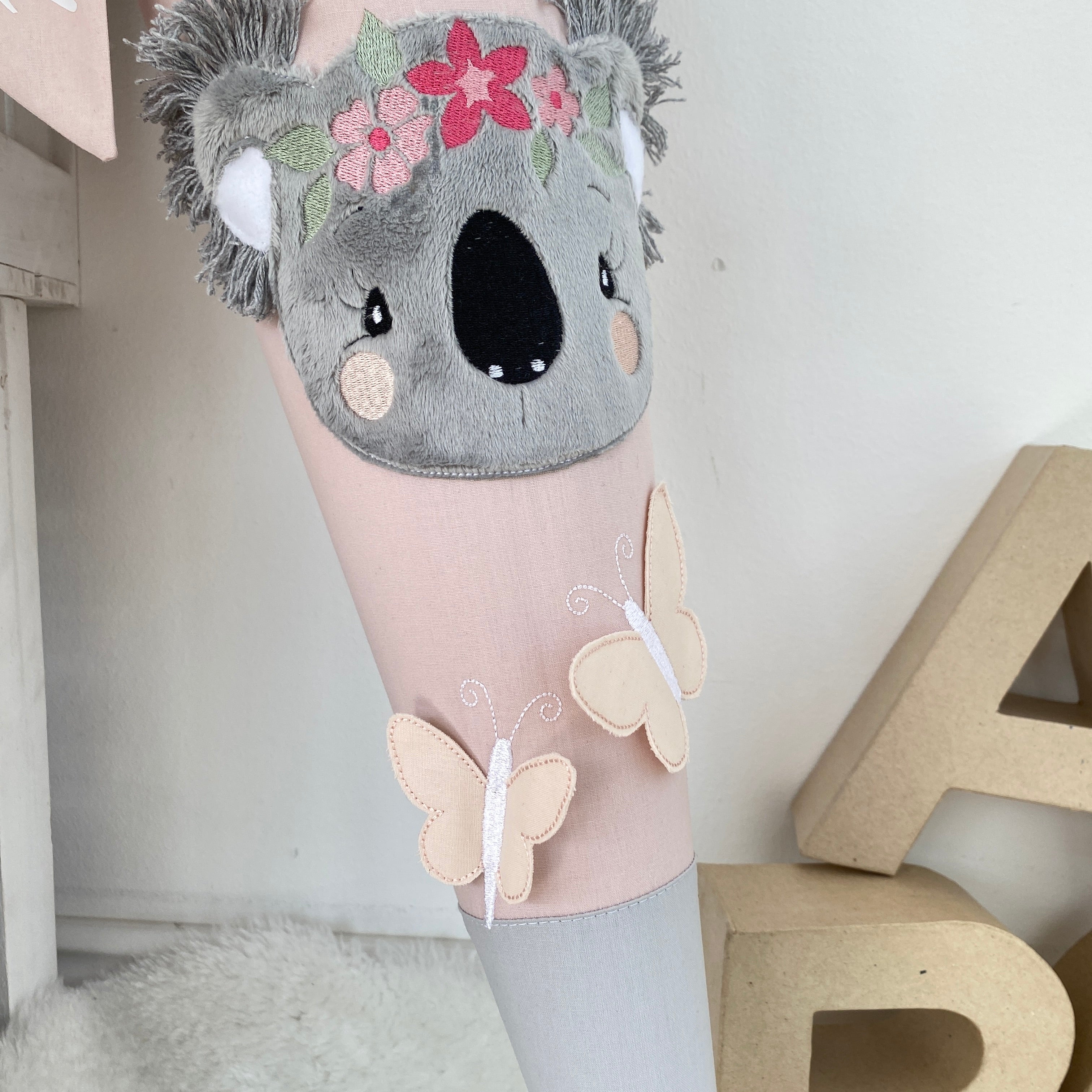 Schultüte Koala Bär in hellgrau/puderrosé