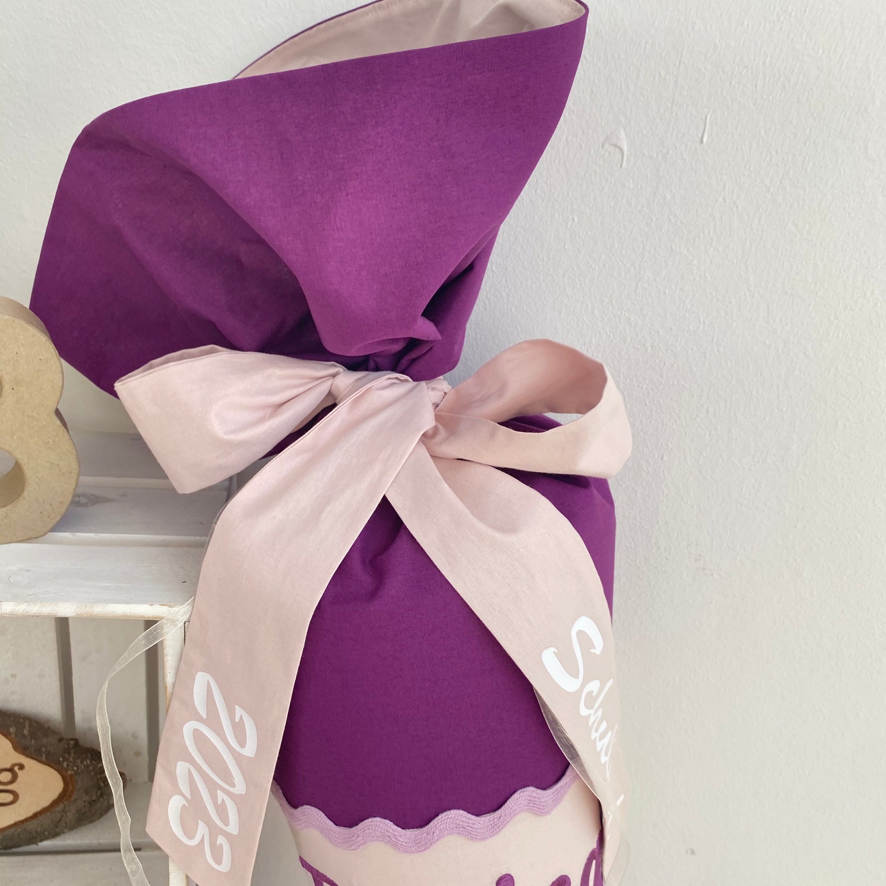 Schultüte Rehkitz in violett/puderrosé