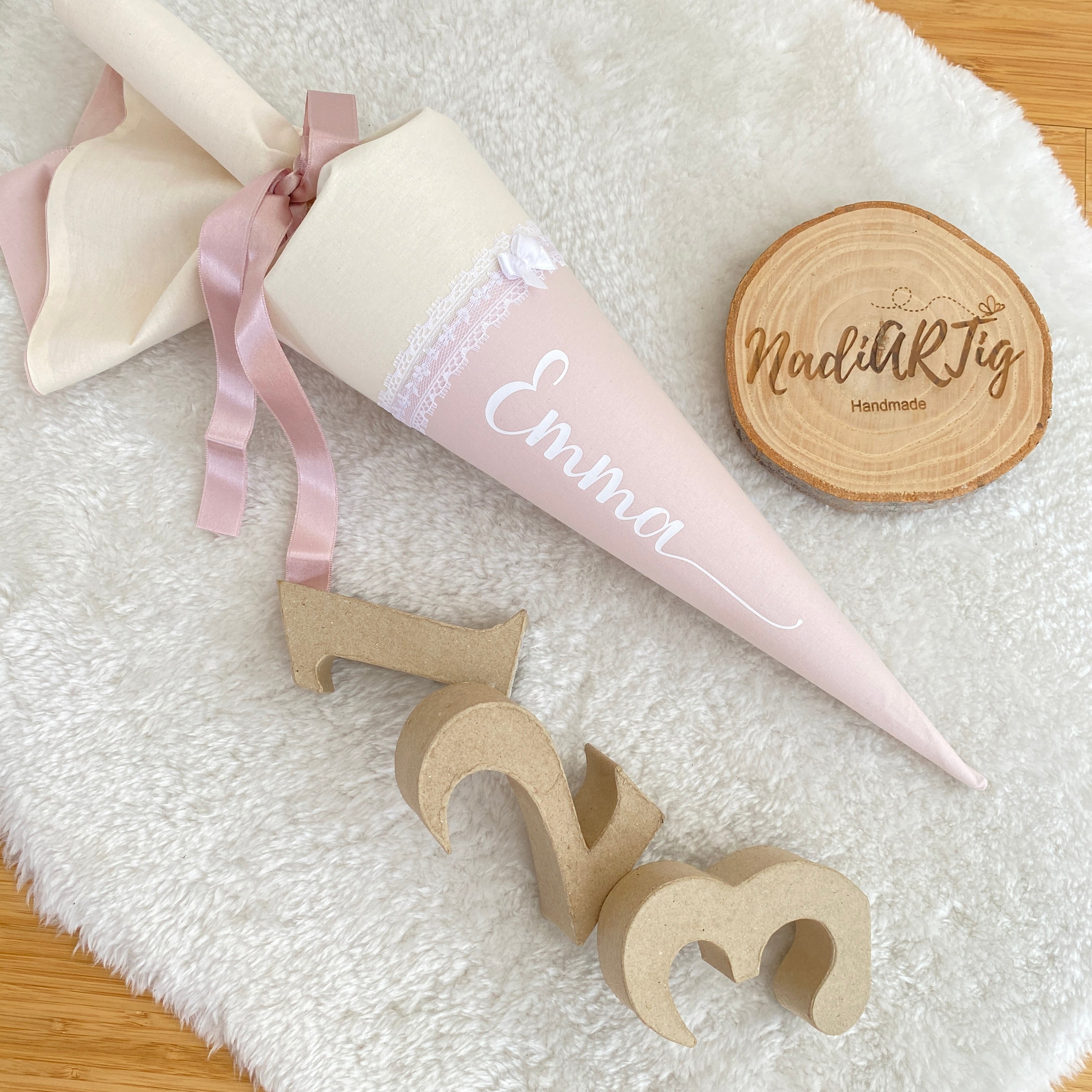 Geschwister-Schultüte in cremebeige/puderrosé