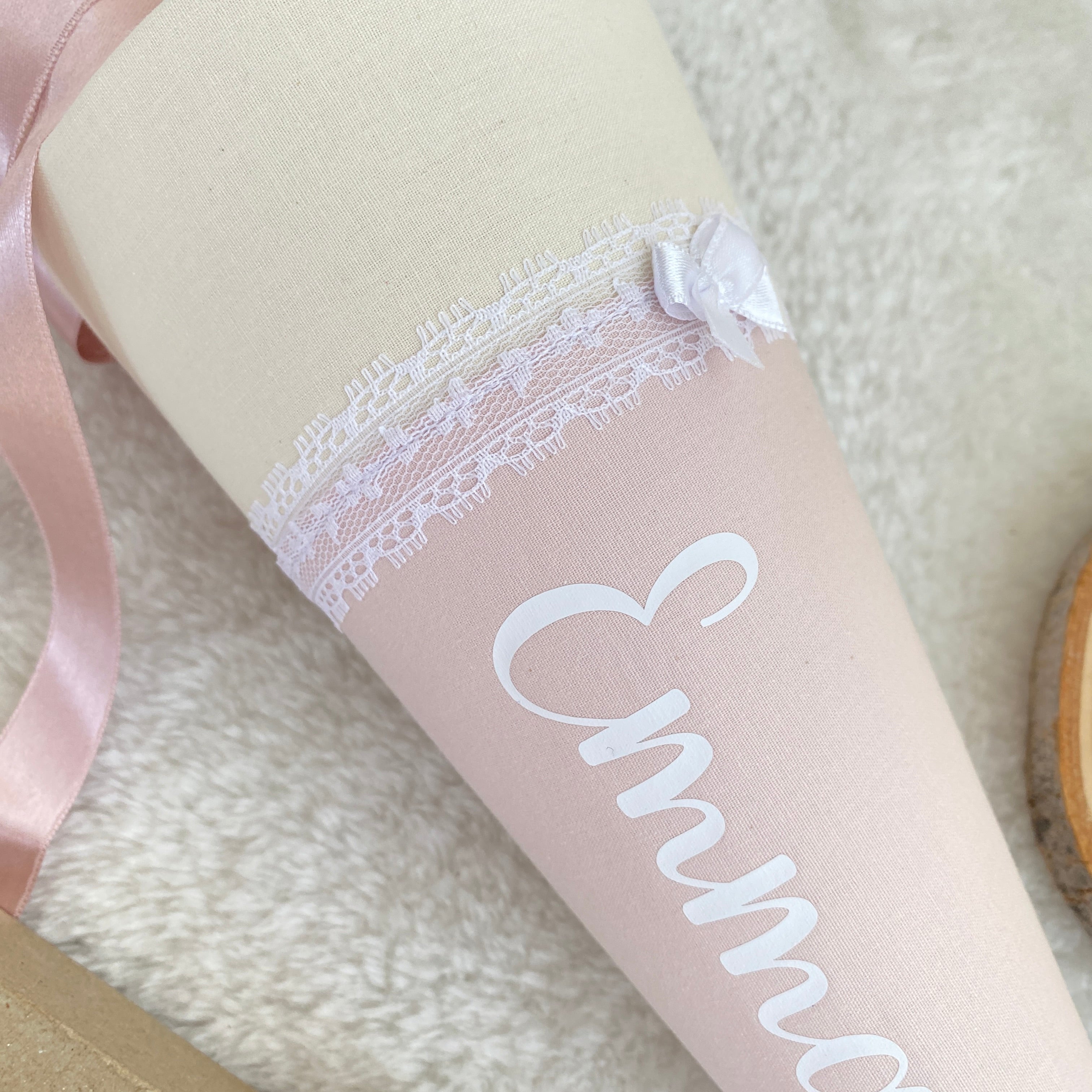 Geschwister-Schultüte in cremebeige/puderrosé