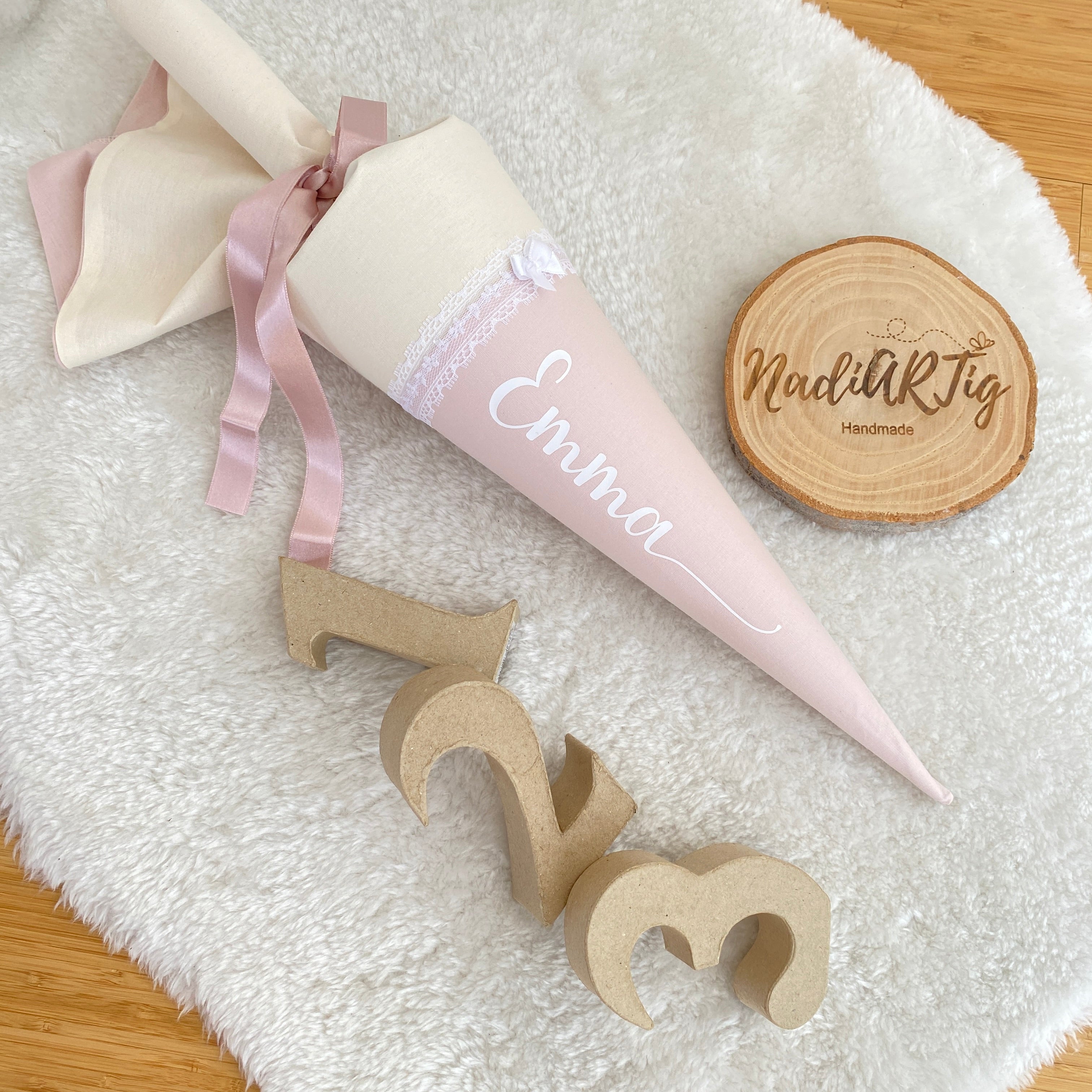 Geschwister-Schultüte in cremebeige/puderrosé