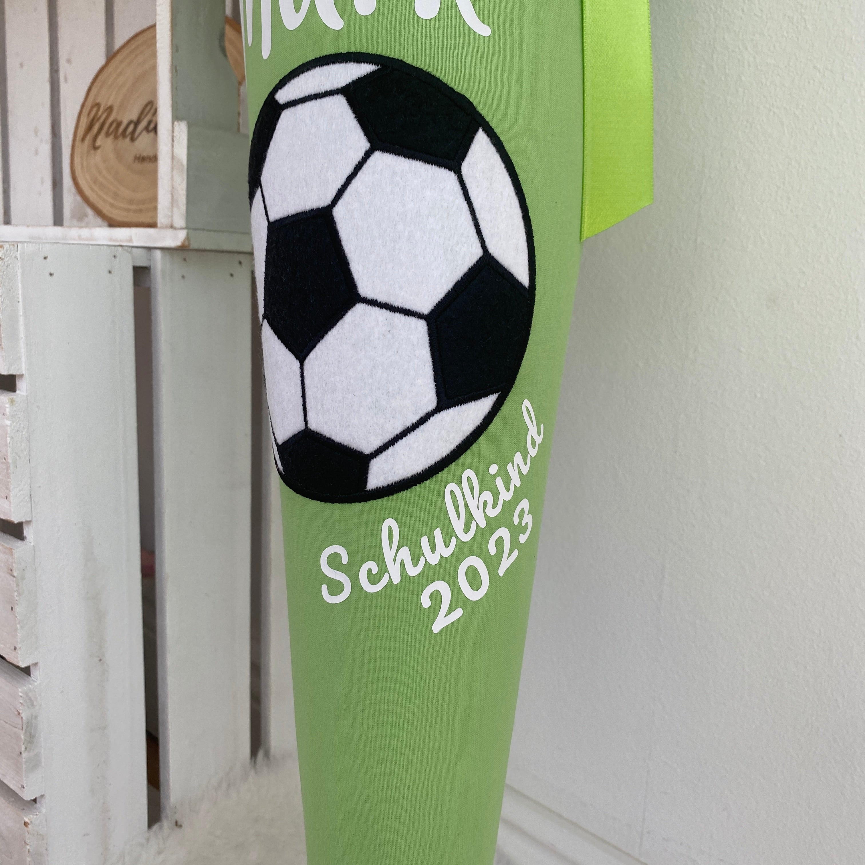 Schultüte Fußball in grau/grün
