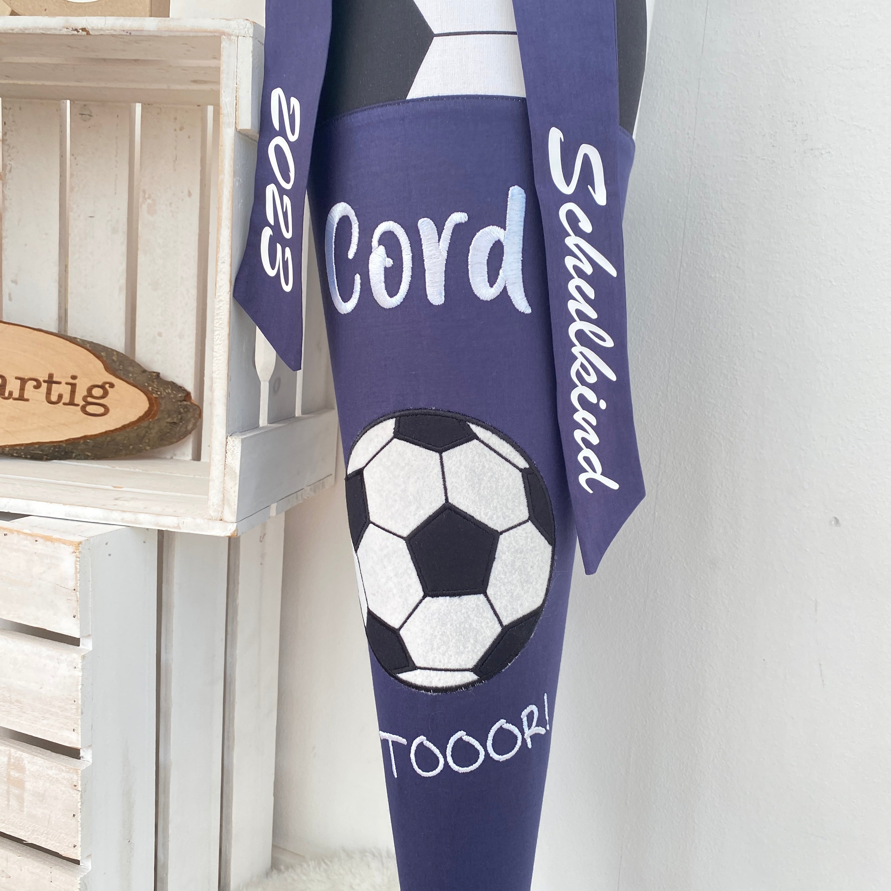 Schultüte Fußball in dunkelblau