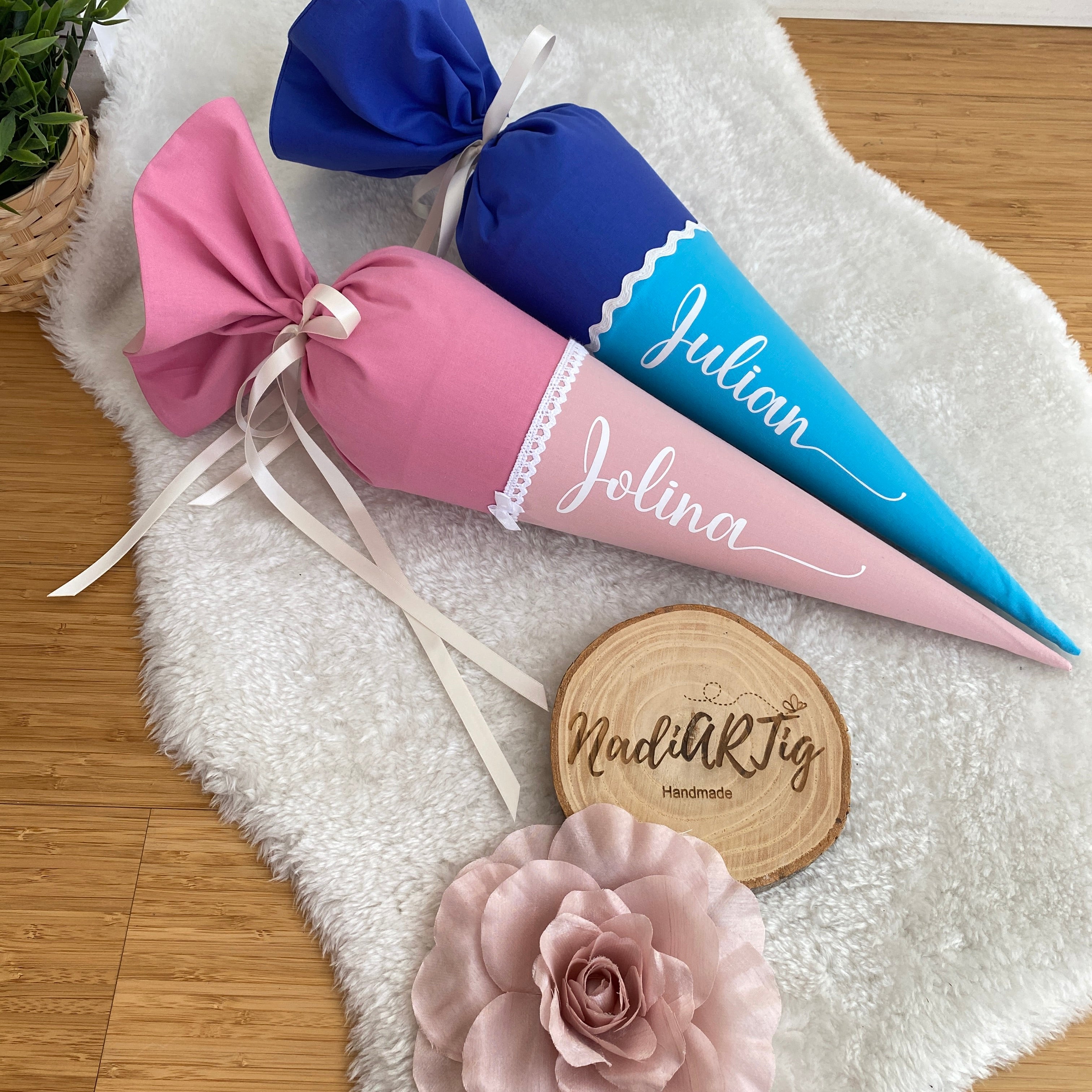 Geschwister-Schultüte in altrosa & puder