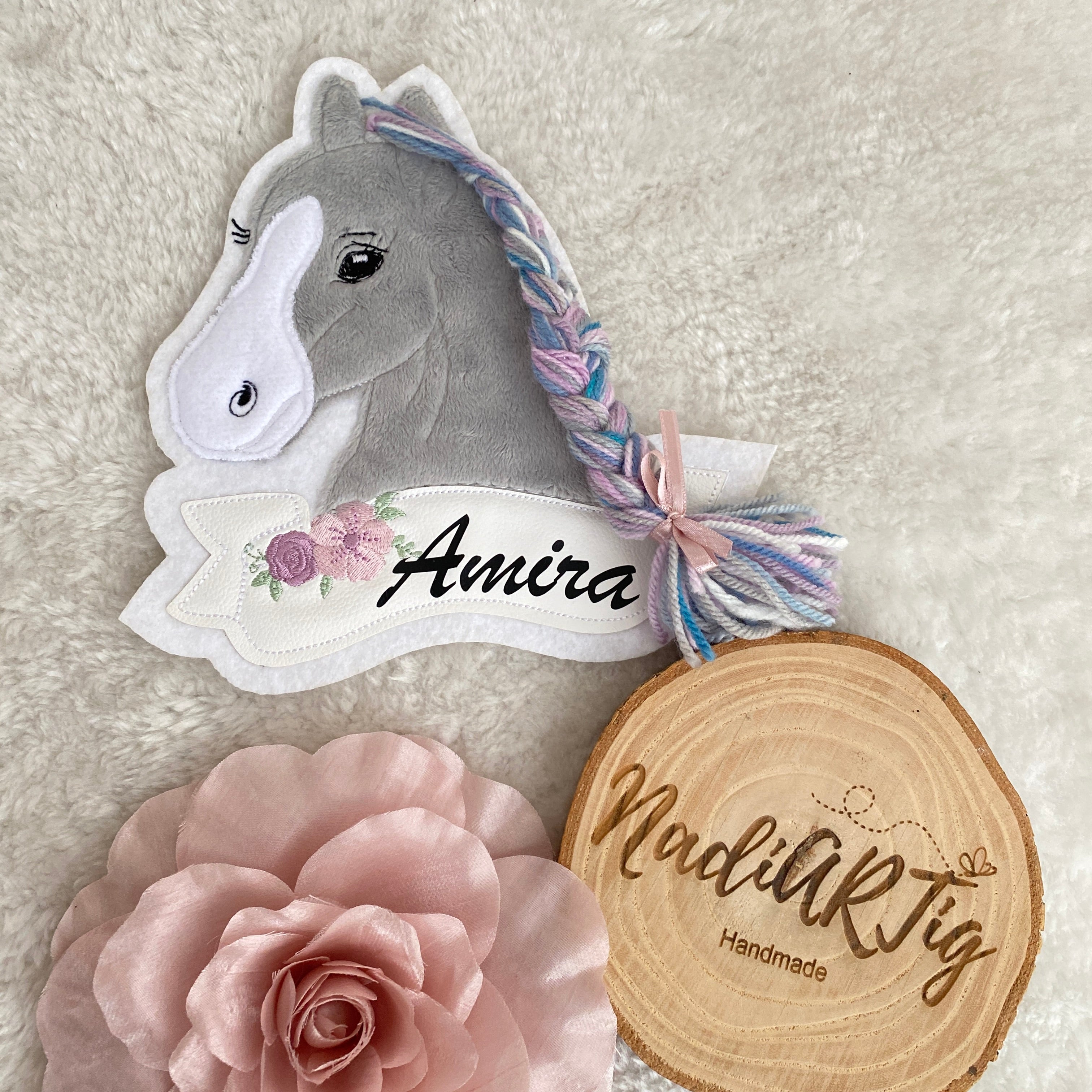 Pferd #1 Patch/Aufnäher - grau/beige