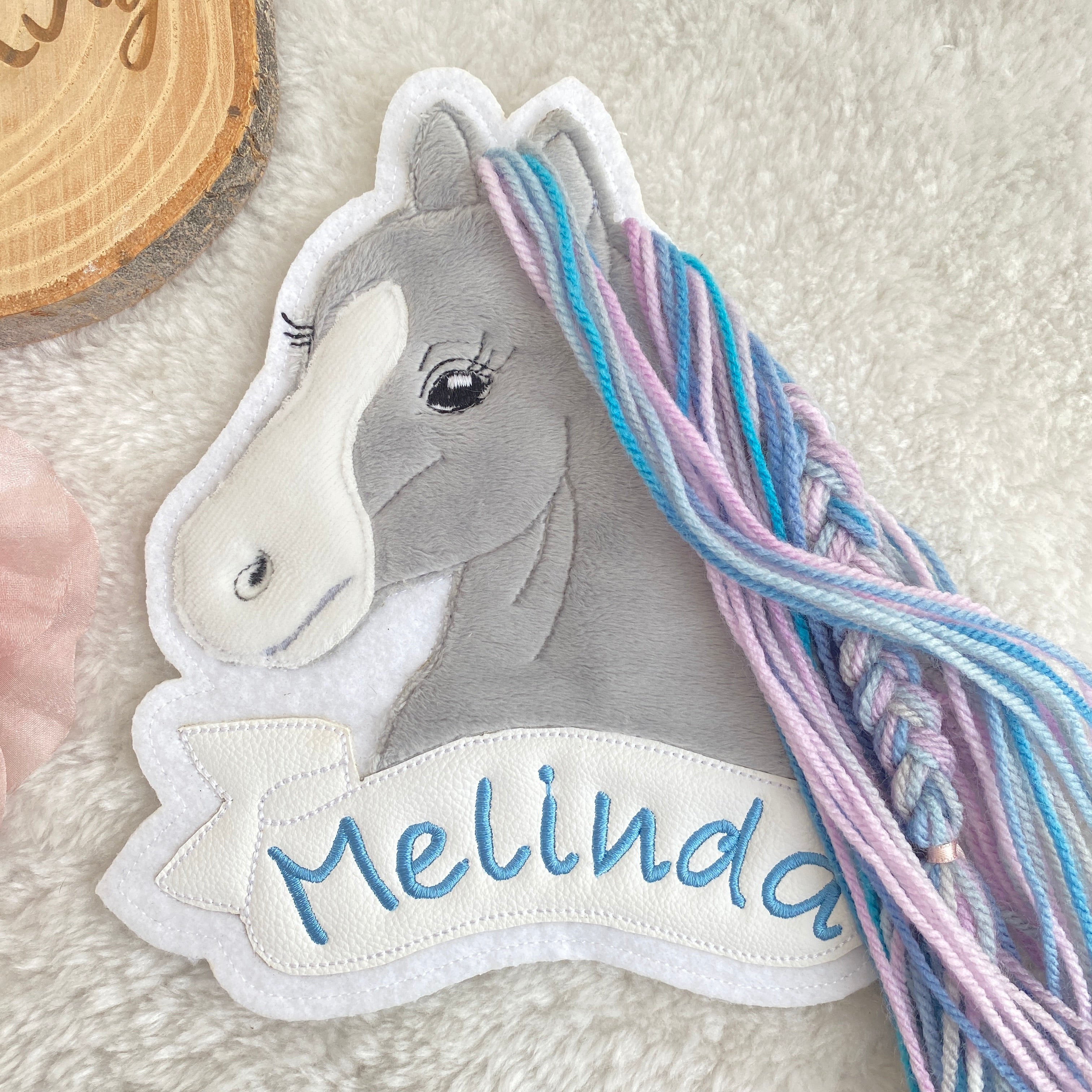 Pferd #6 Patch/Aufnäher - beige/altrosa