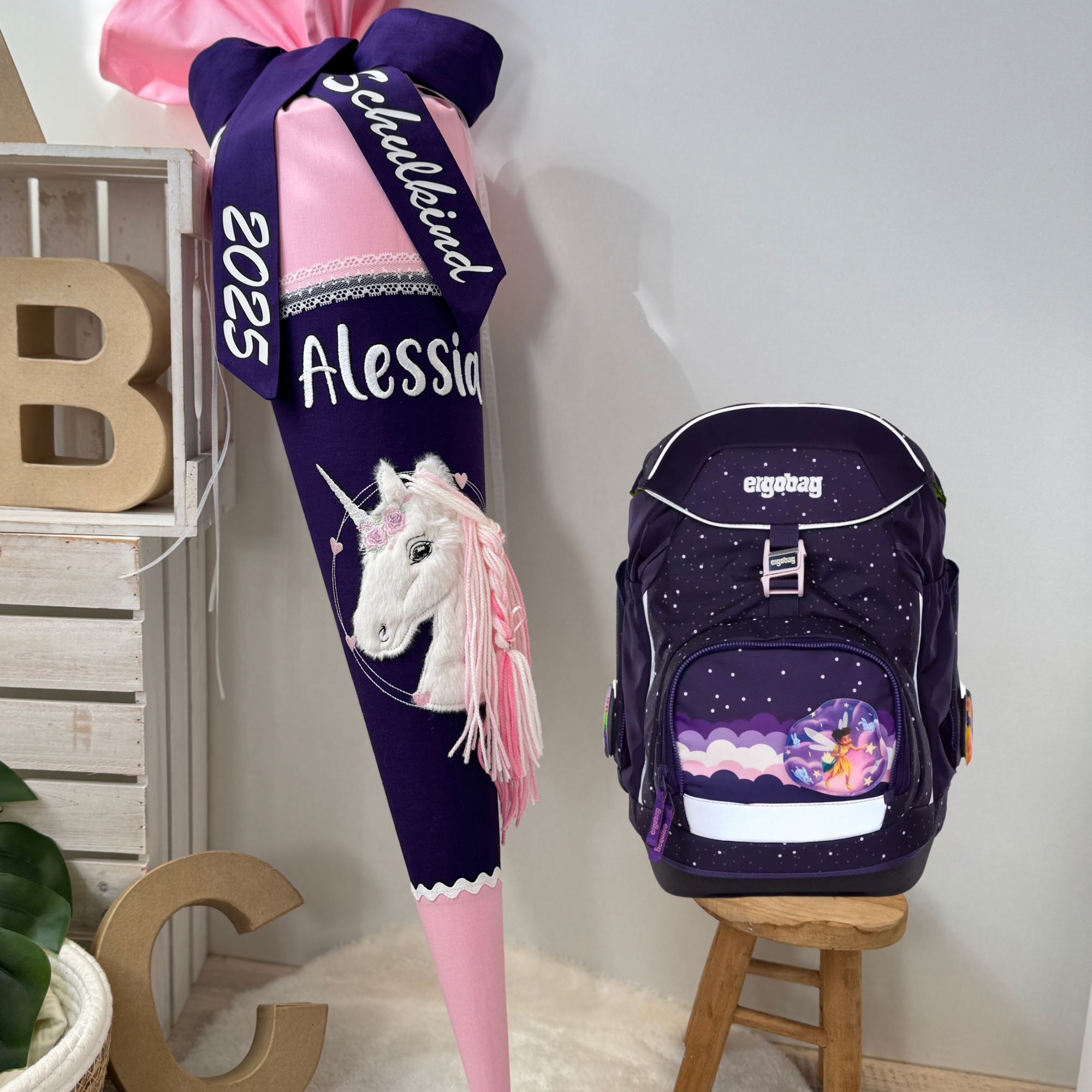 Schultüte Einhorn in rosa/lila (3tlg)