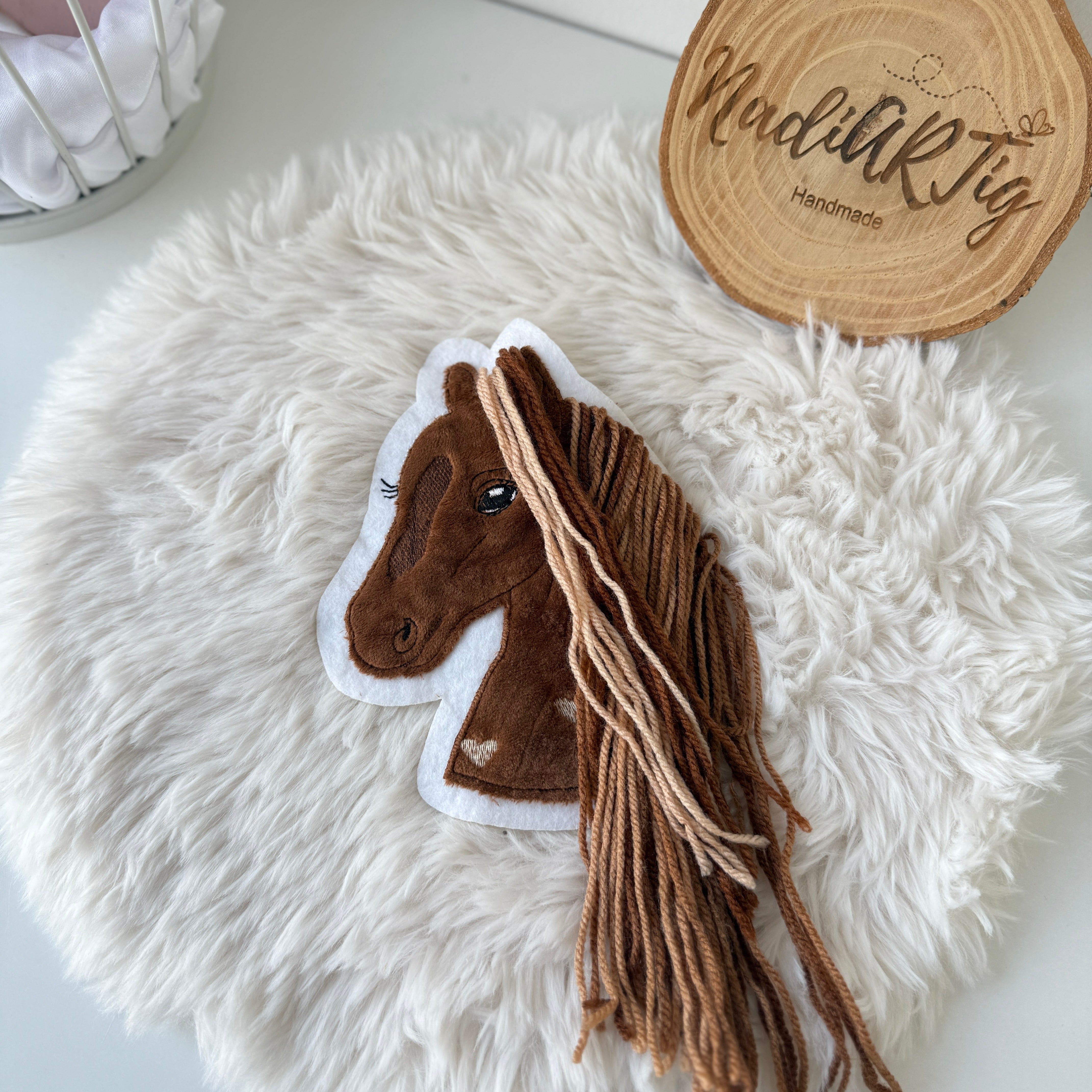 Pferd Patch/Aufnäher - dunkelbraun