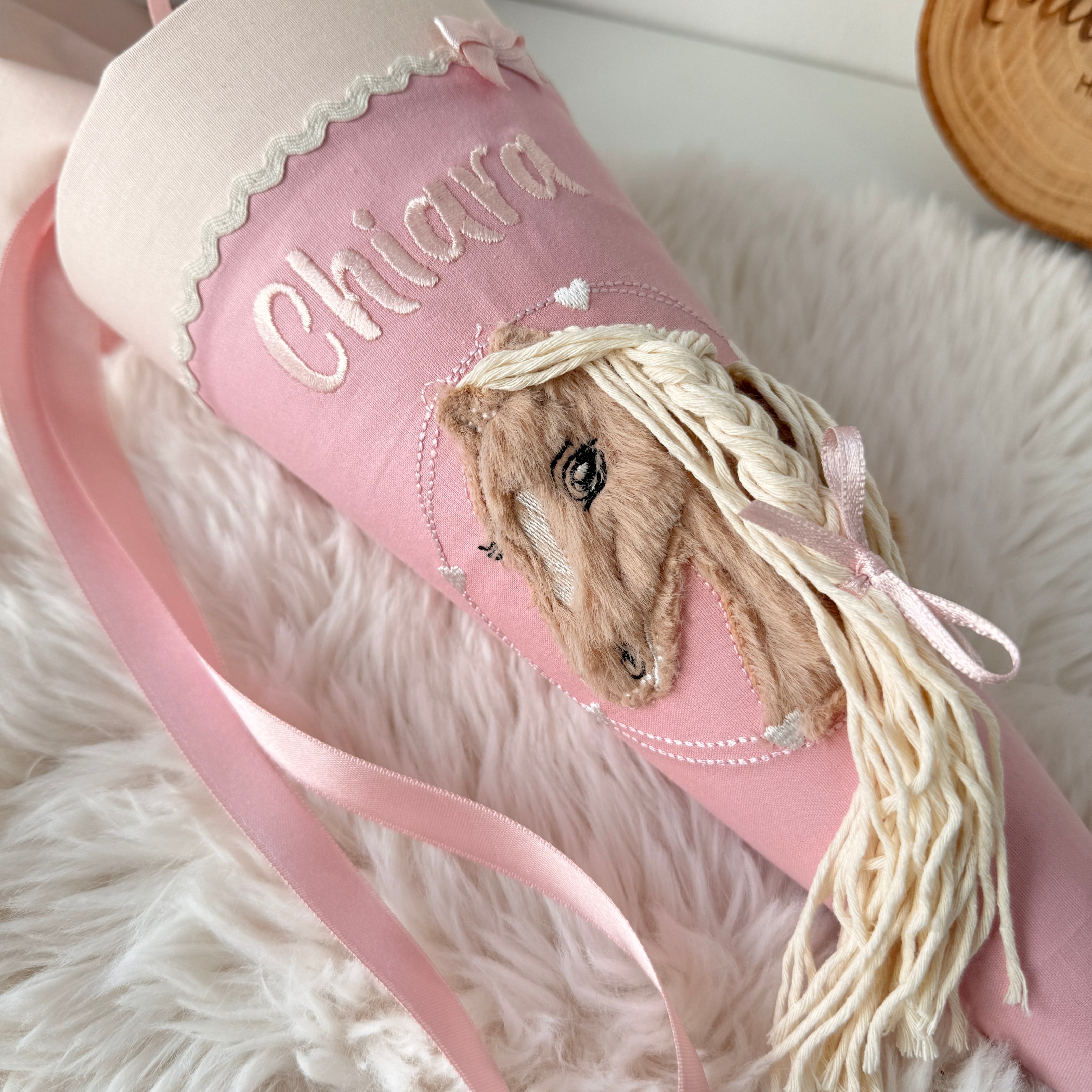 Kindergarten-Schultüte Pferd beige/puder