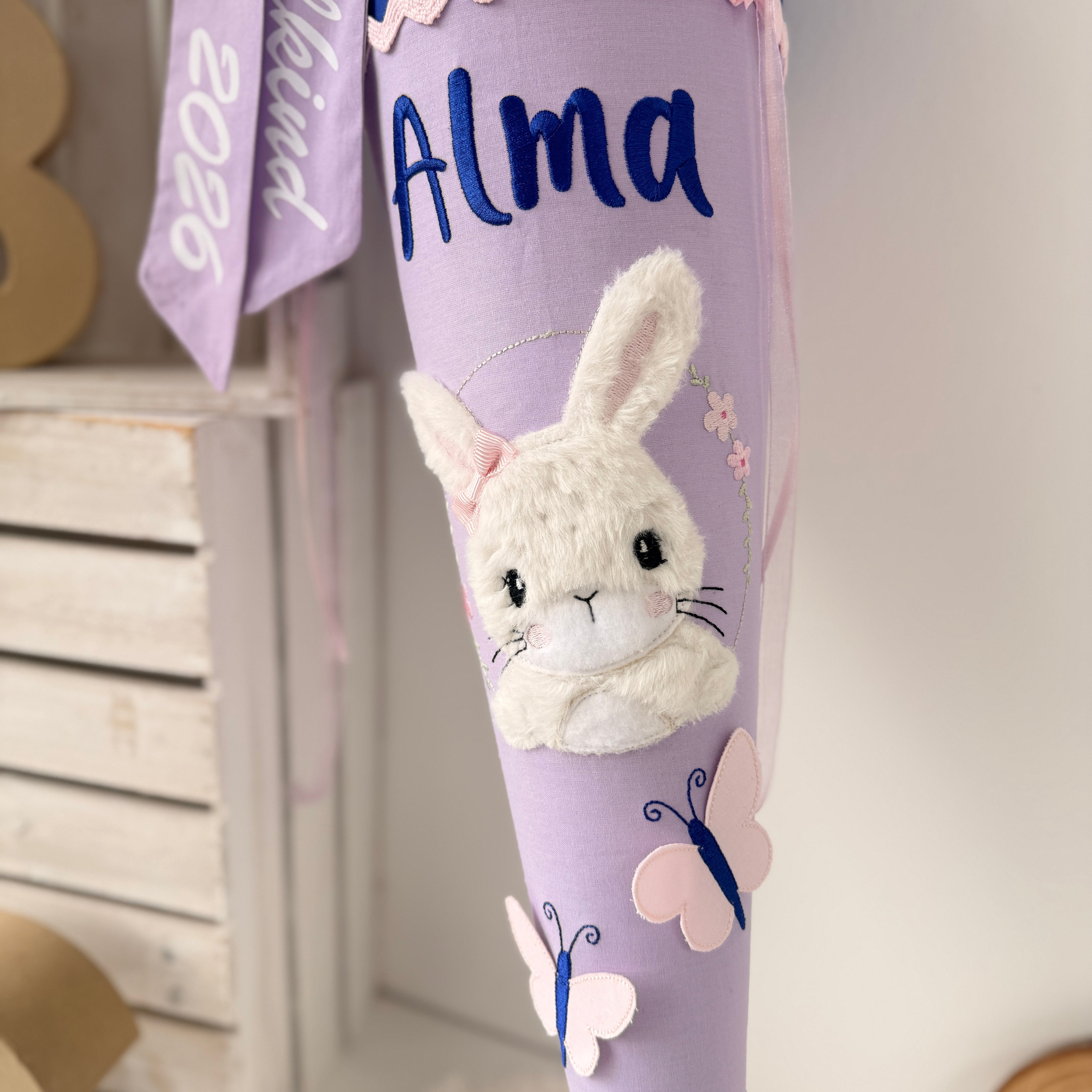 Schultüte Hase in Royalblau/flieder