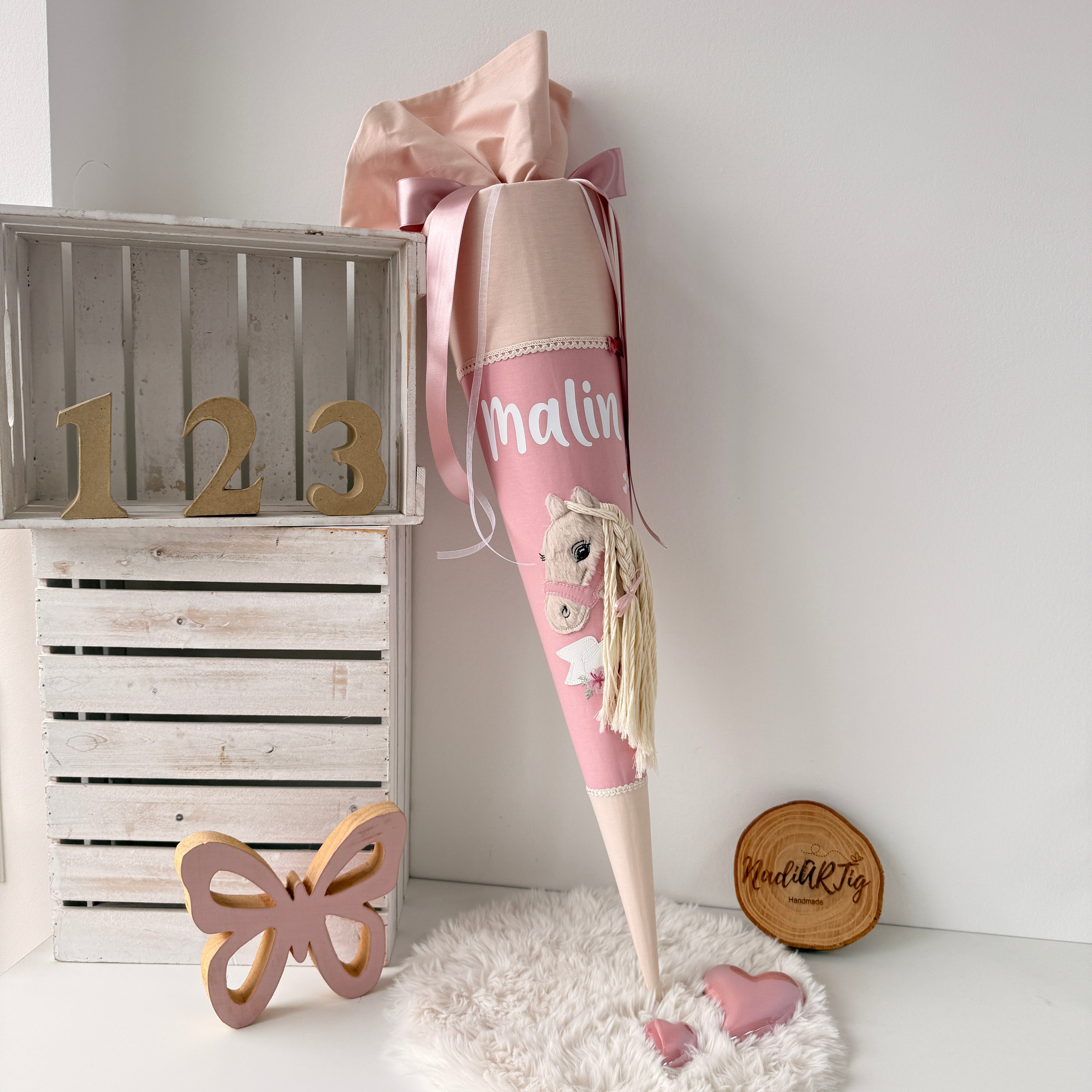 Schultüte Boho-Pony beige/puder