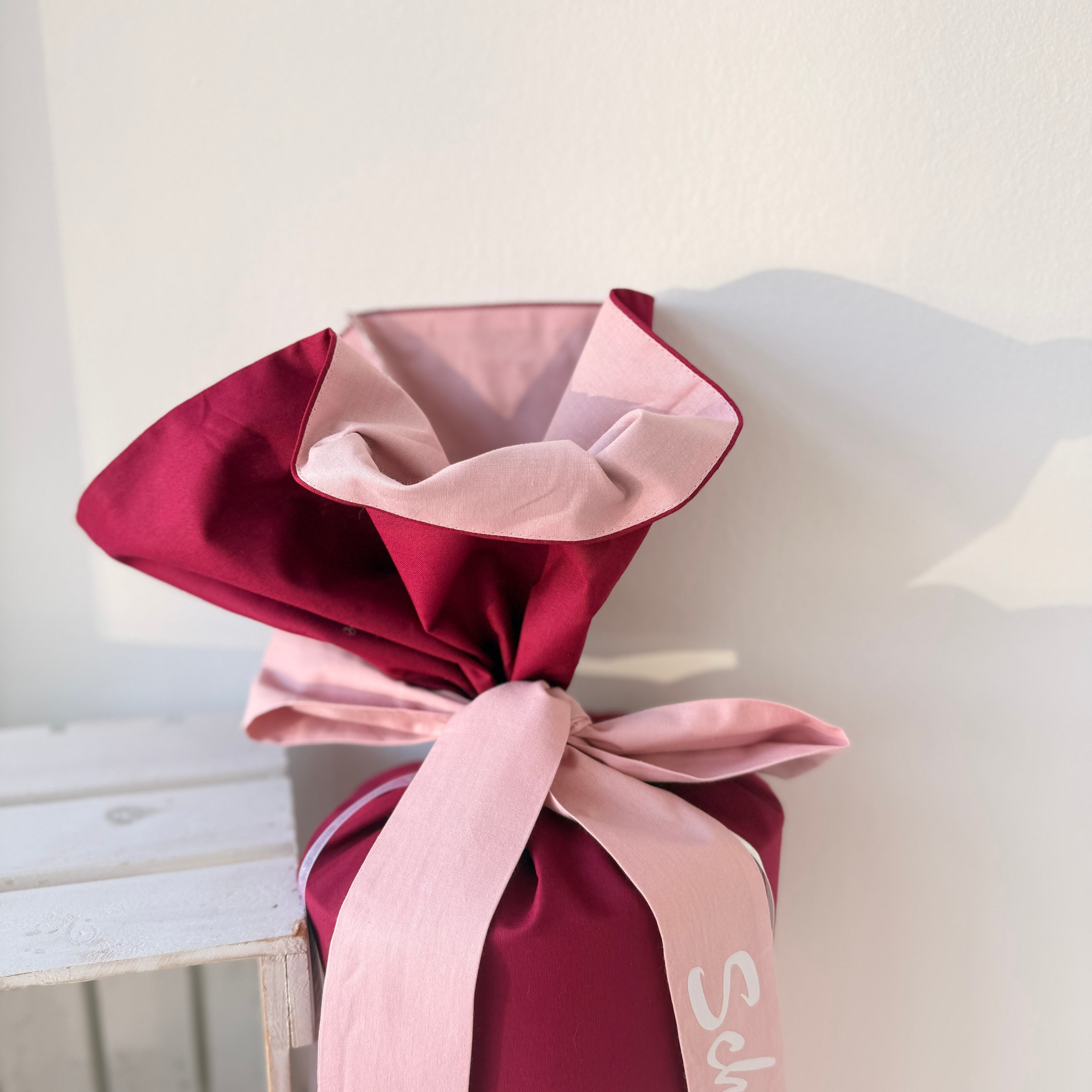 Schultüte Boho-Pony (beige) in bordeaux/puder