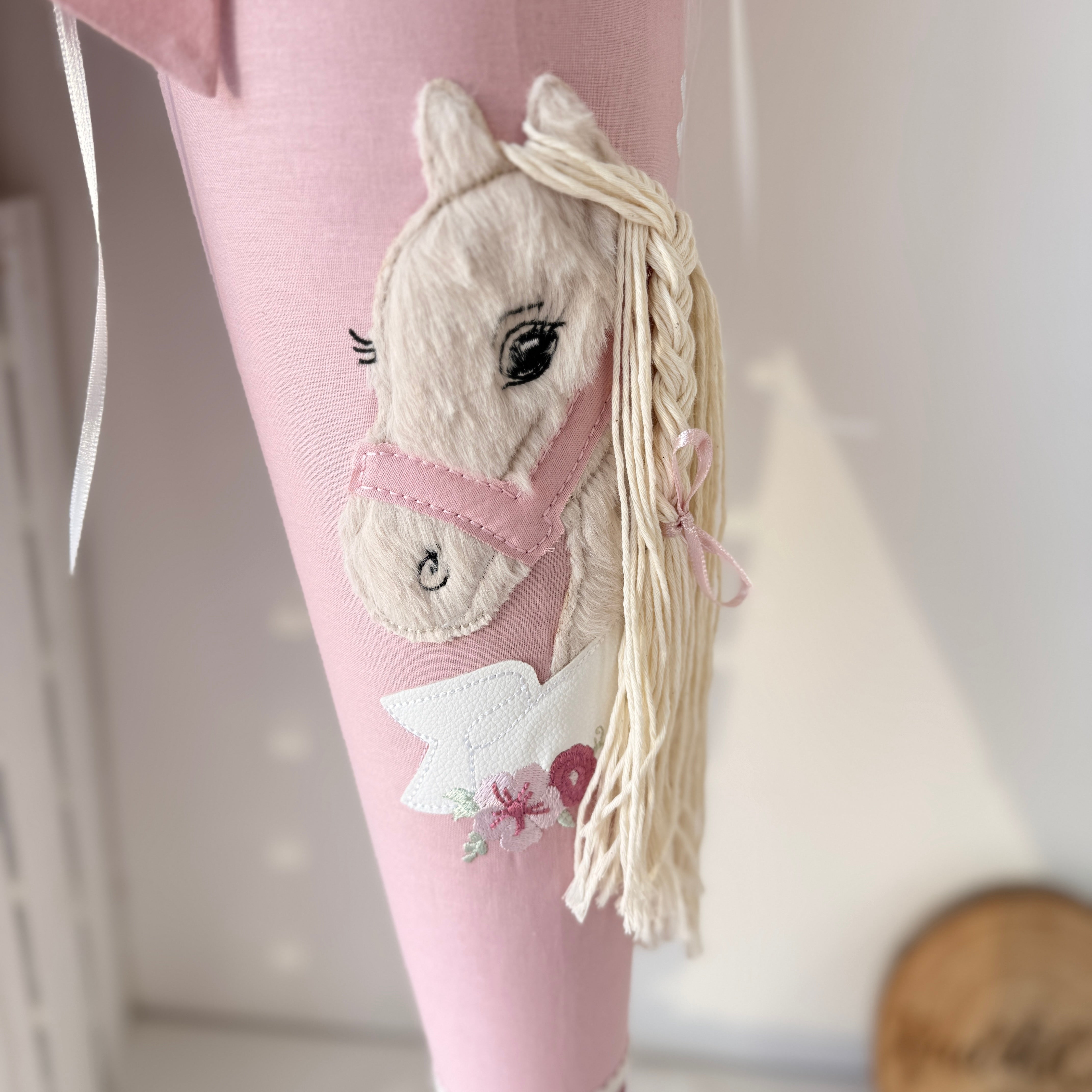 Schultüte Boho-Pony (beige) in bordeaux/puder