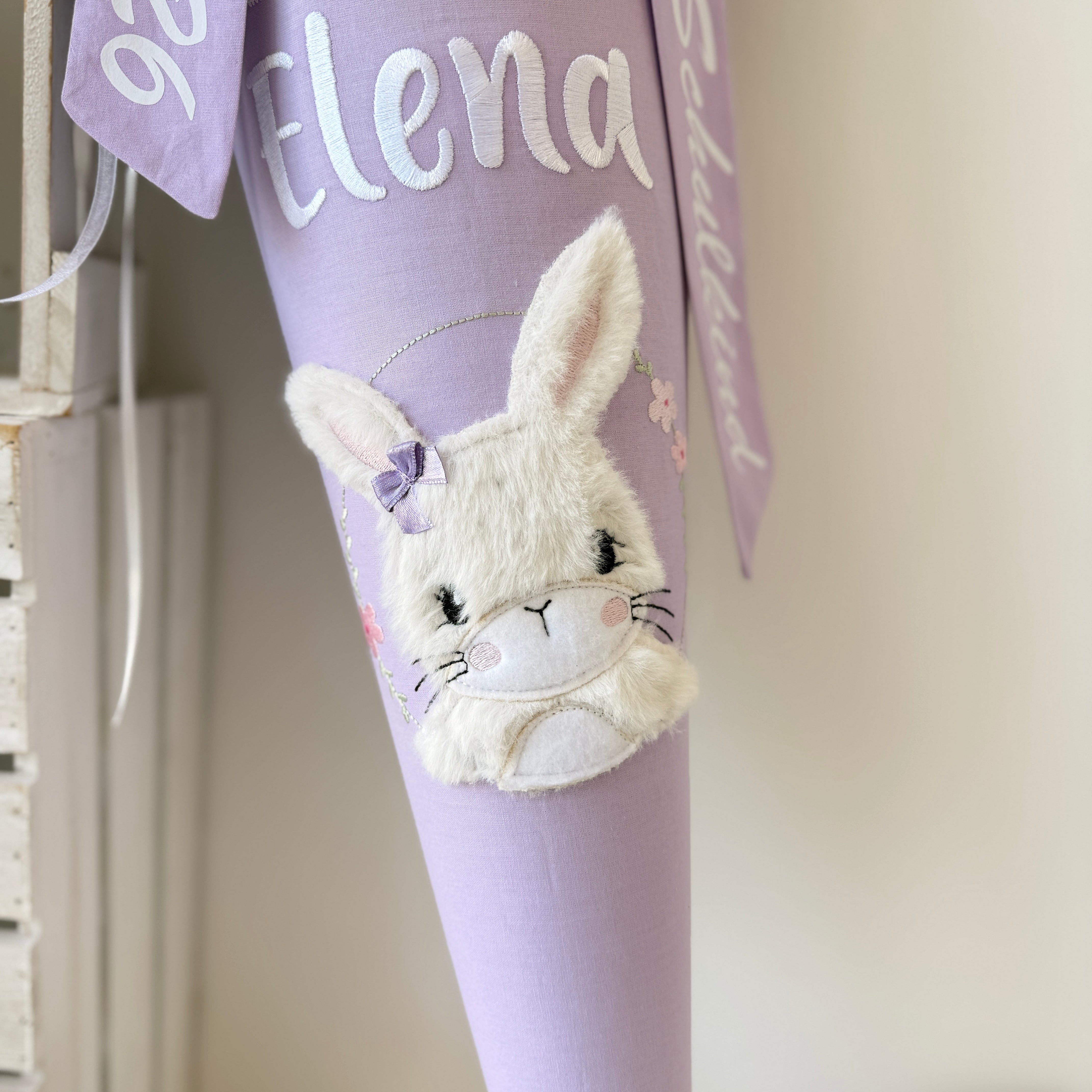 Schultüte Hase in dunklem lila/flieder