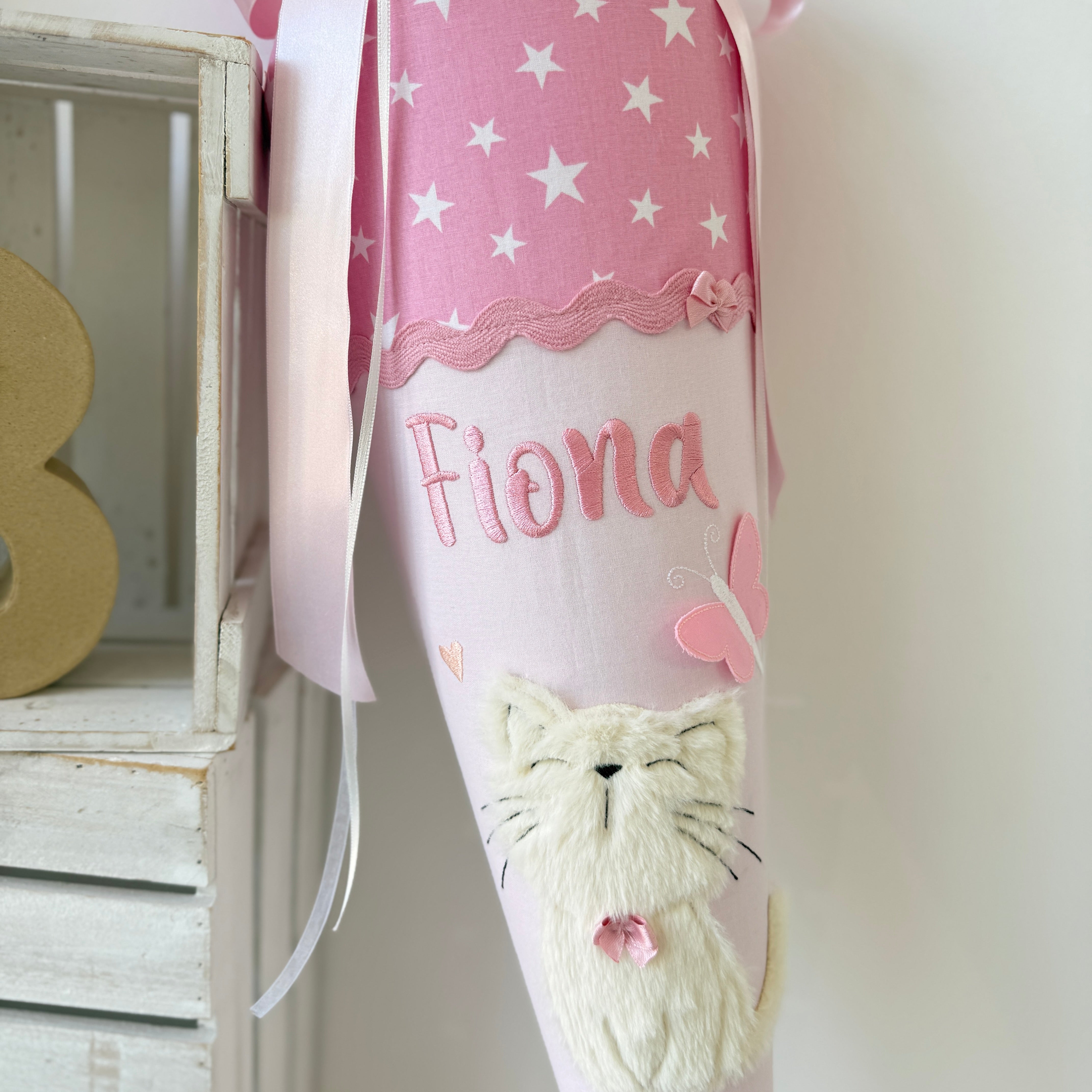 Schultüte Katze Rosa Sterne (Ergobag WolkenzauBär)