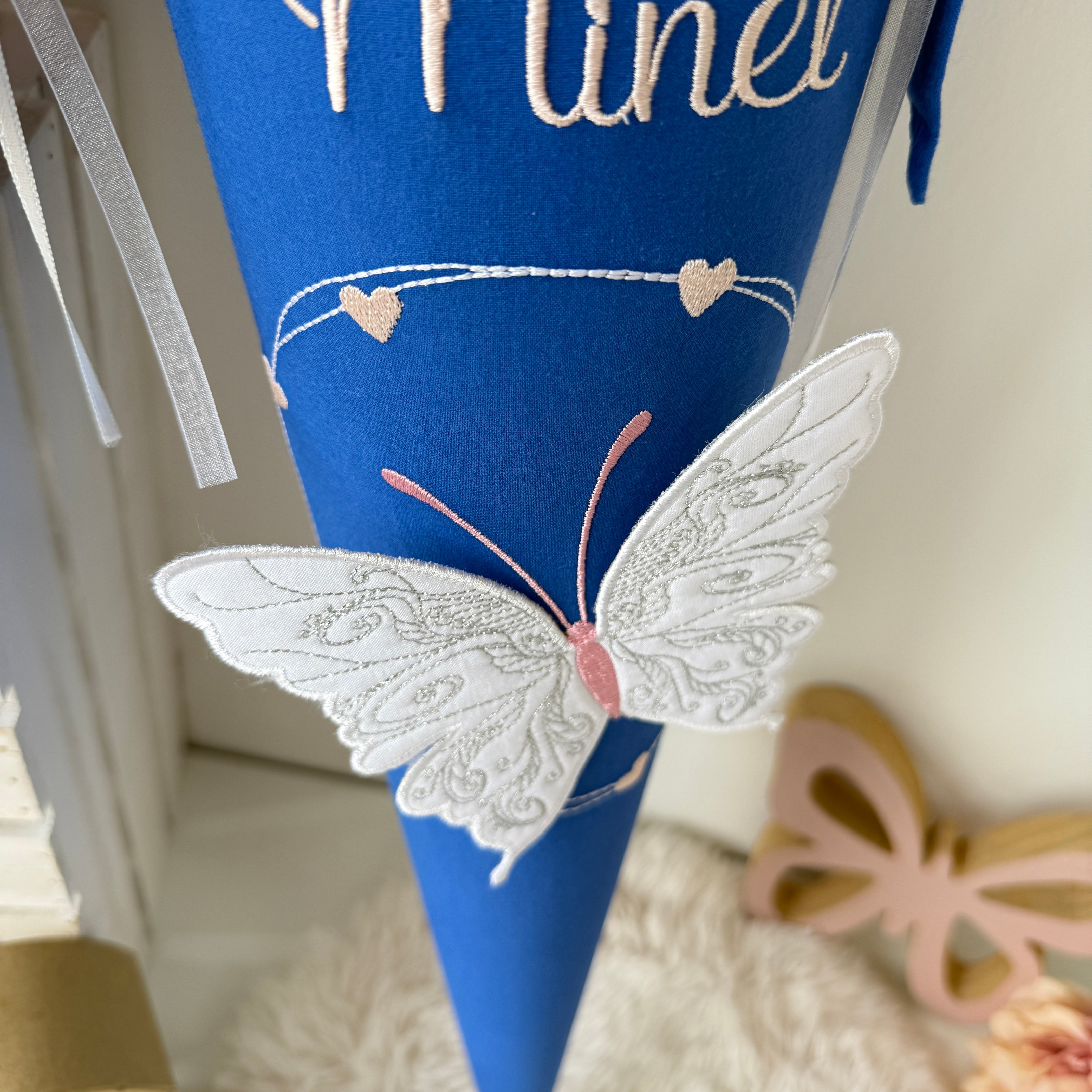 Schultüte 3D-Schmetterling in rosa/royalblau