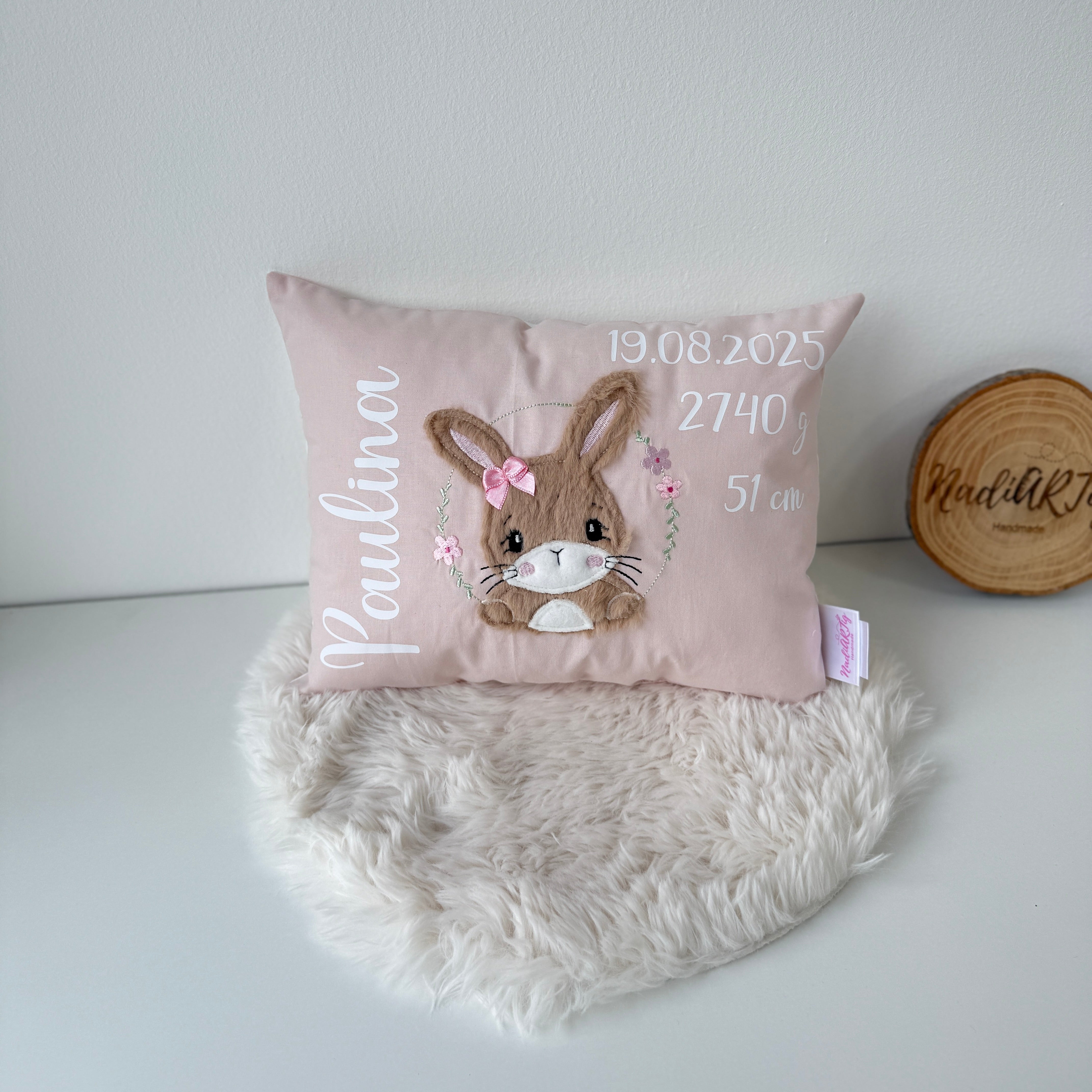 Kissen Hasenmädchen in Rosé