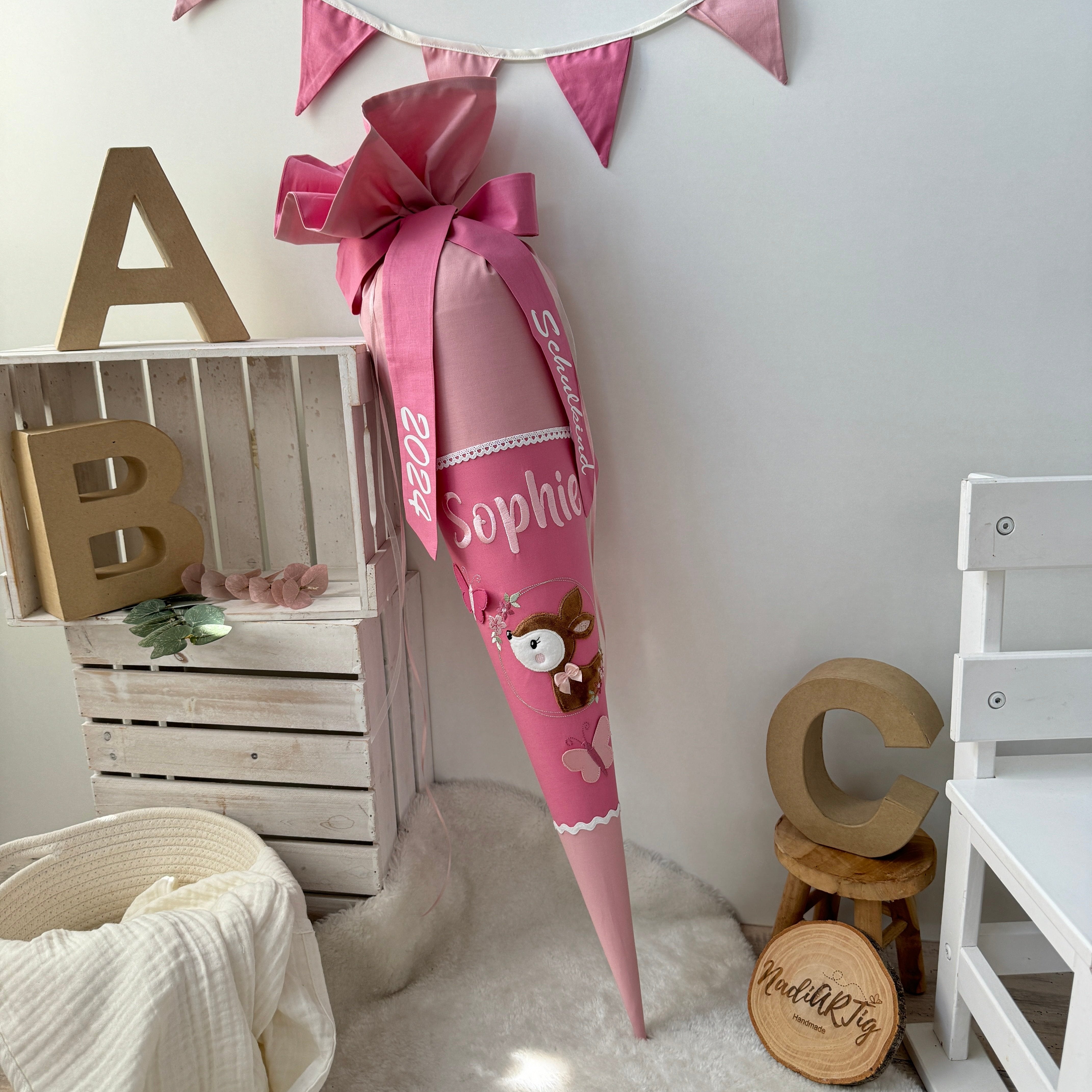 Schultüte Rehkitz puder/altrosa