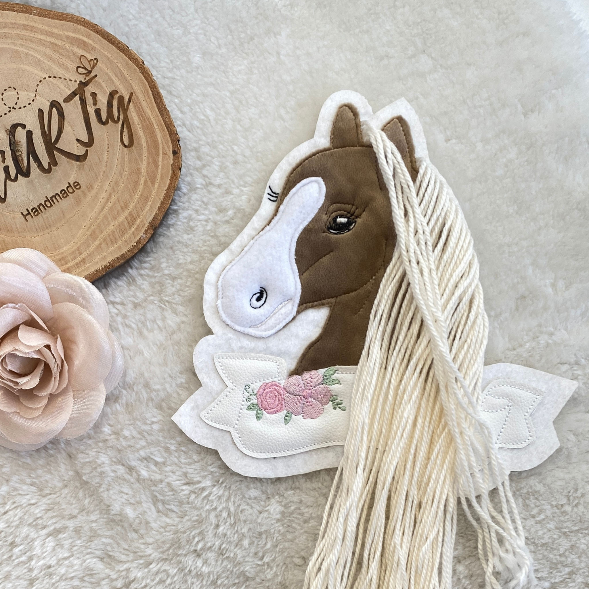 Pferd #8 Patch/Aufnäher - dunkelbraun/beige