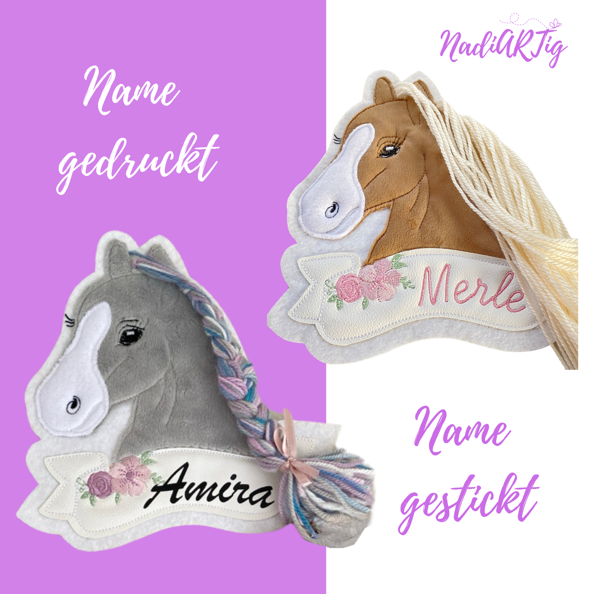 Pferd #4 Patch/Aufnäher - grau/indigo