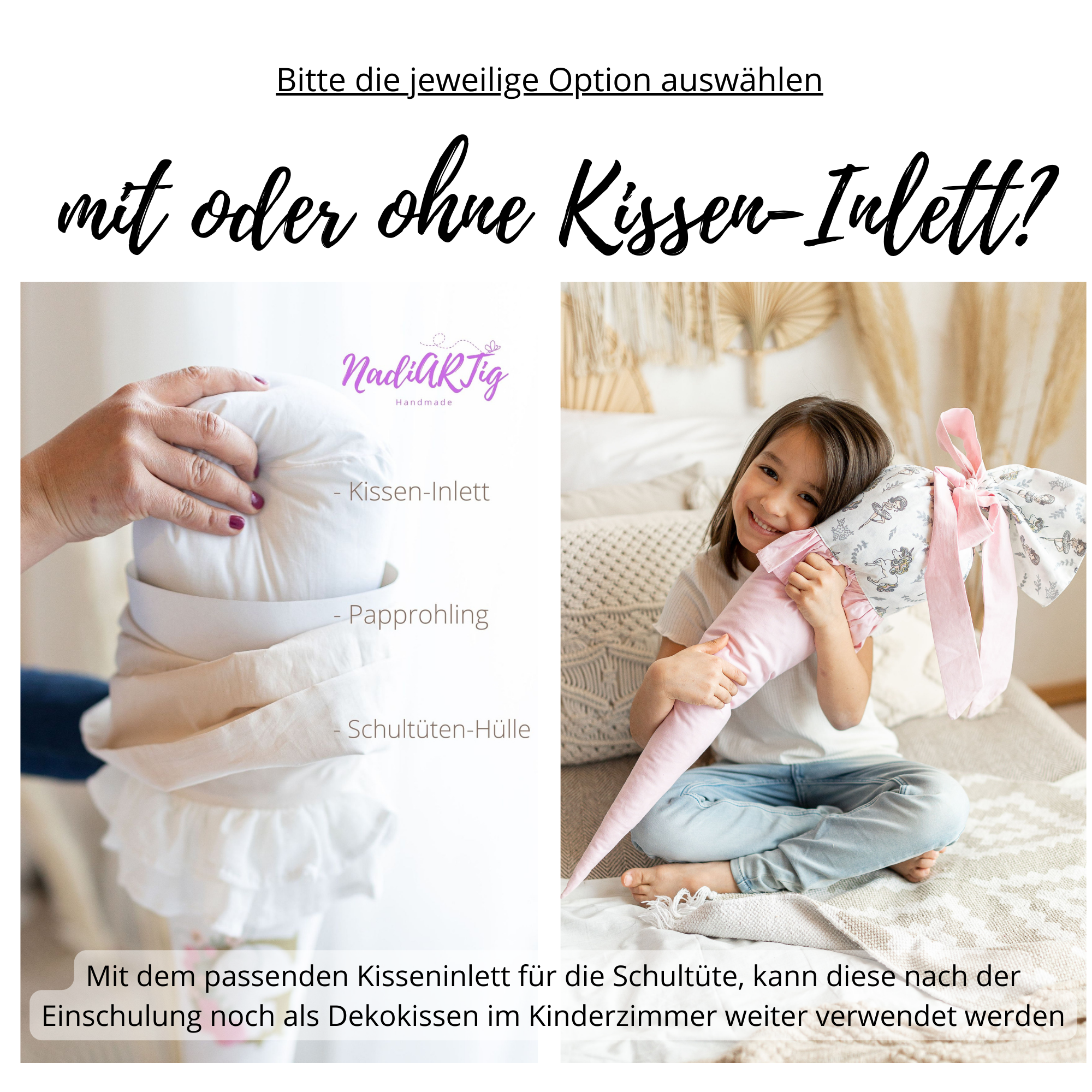 Katze & Schmetterling Schultüte in flieder lila