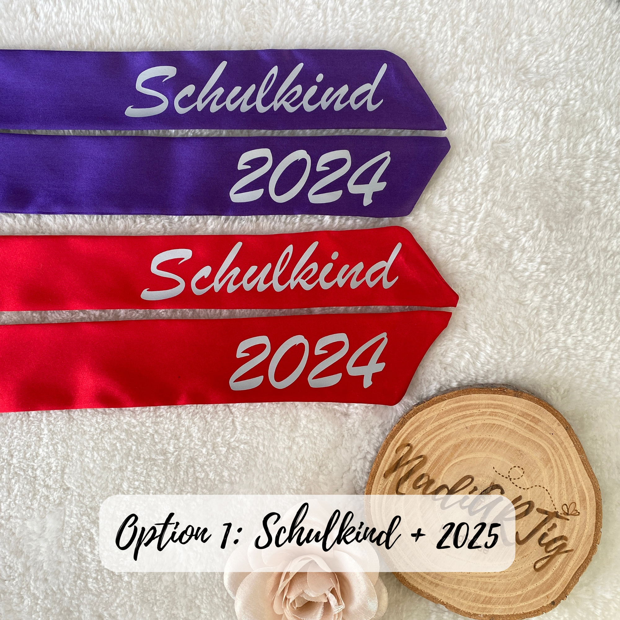 Satin-Stoffschleife für die Schultüte | Schultütenschleife mit Namen