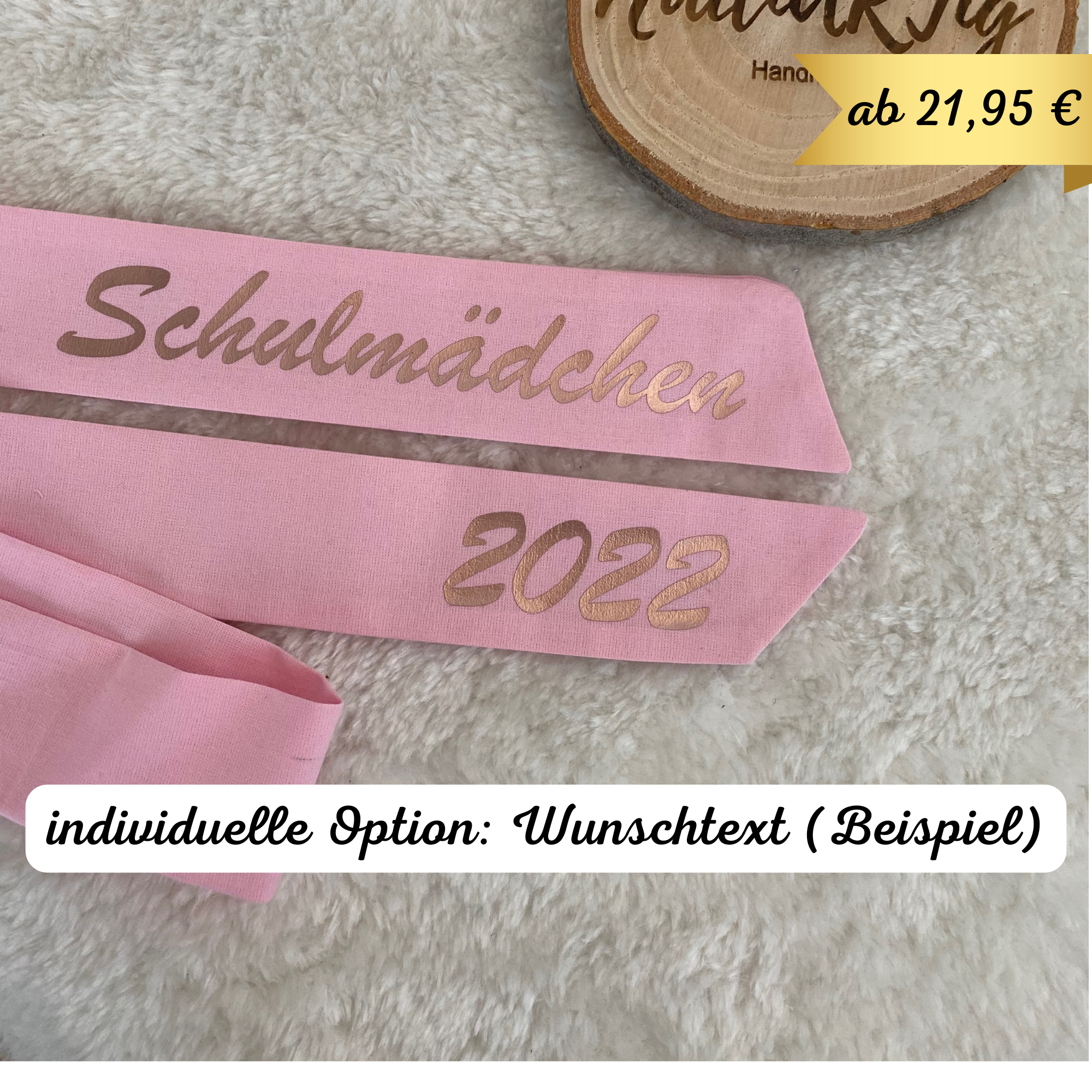Baumwoll-Stoff-Schleife für die Schultüte | Schultütenschleife mit Namen