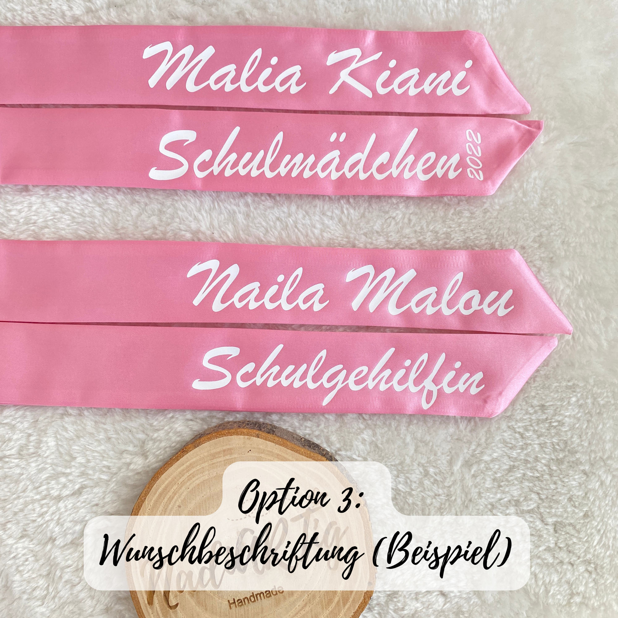 Satin-Stoffschleife für die Schultüte | Schultütenschleife mit Namen