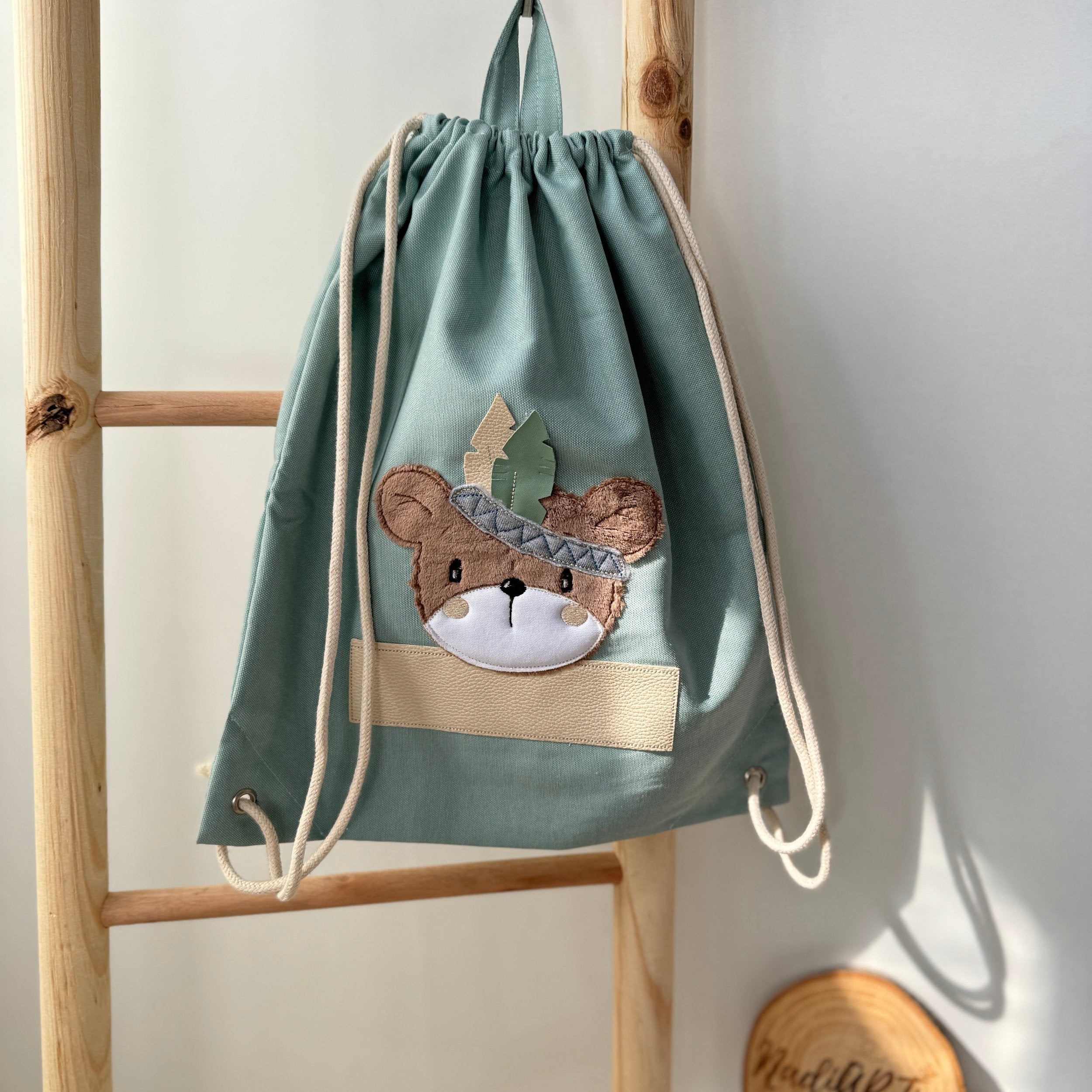 Kindergartenbeutel Boho Bär (wasserabweisend)