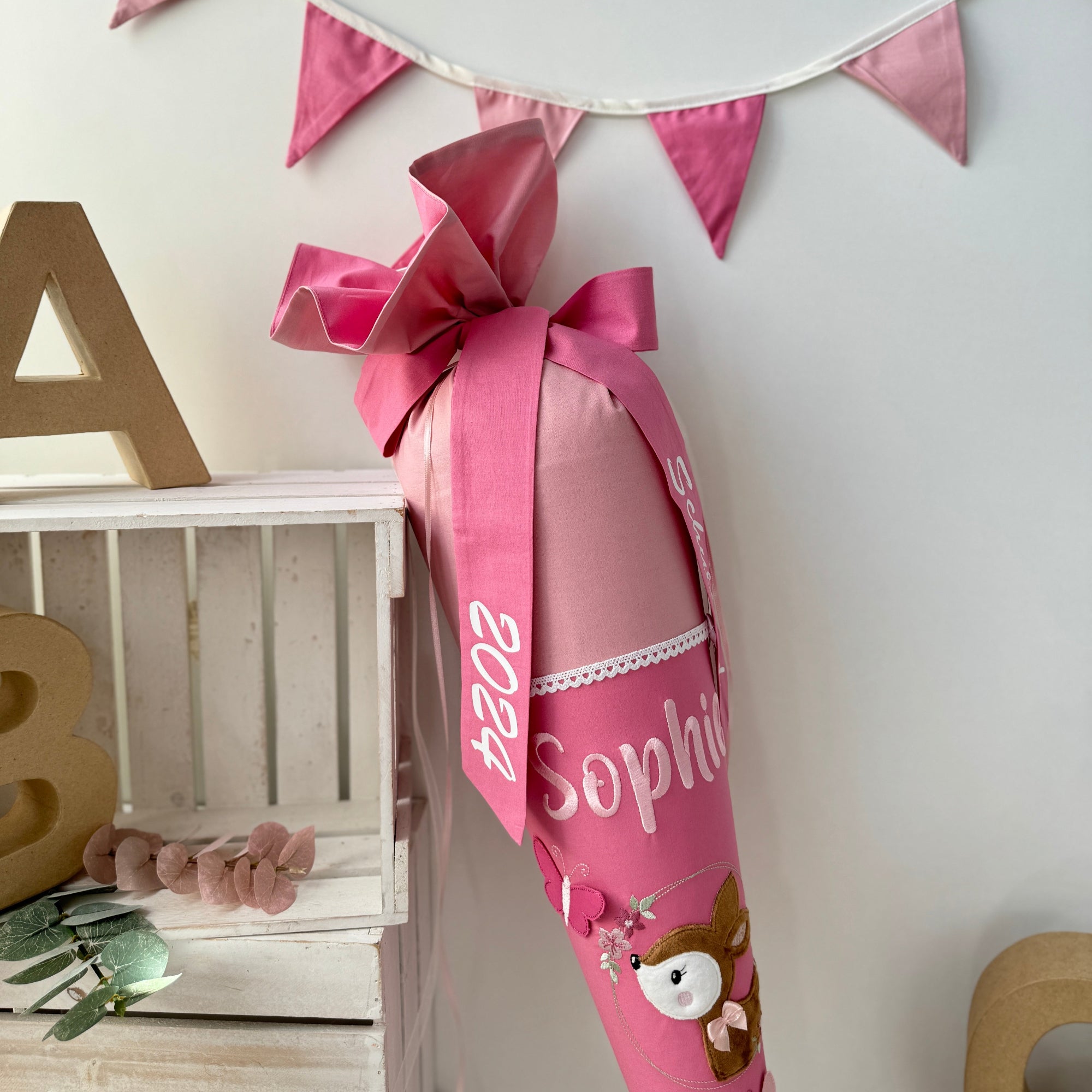 Schultüte Rehkitz puder/altrosa