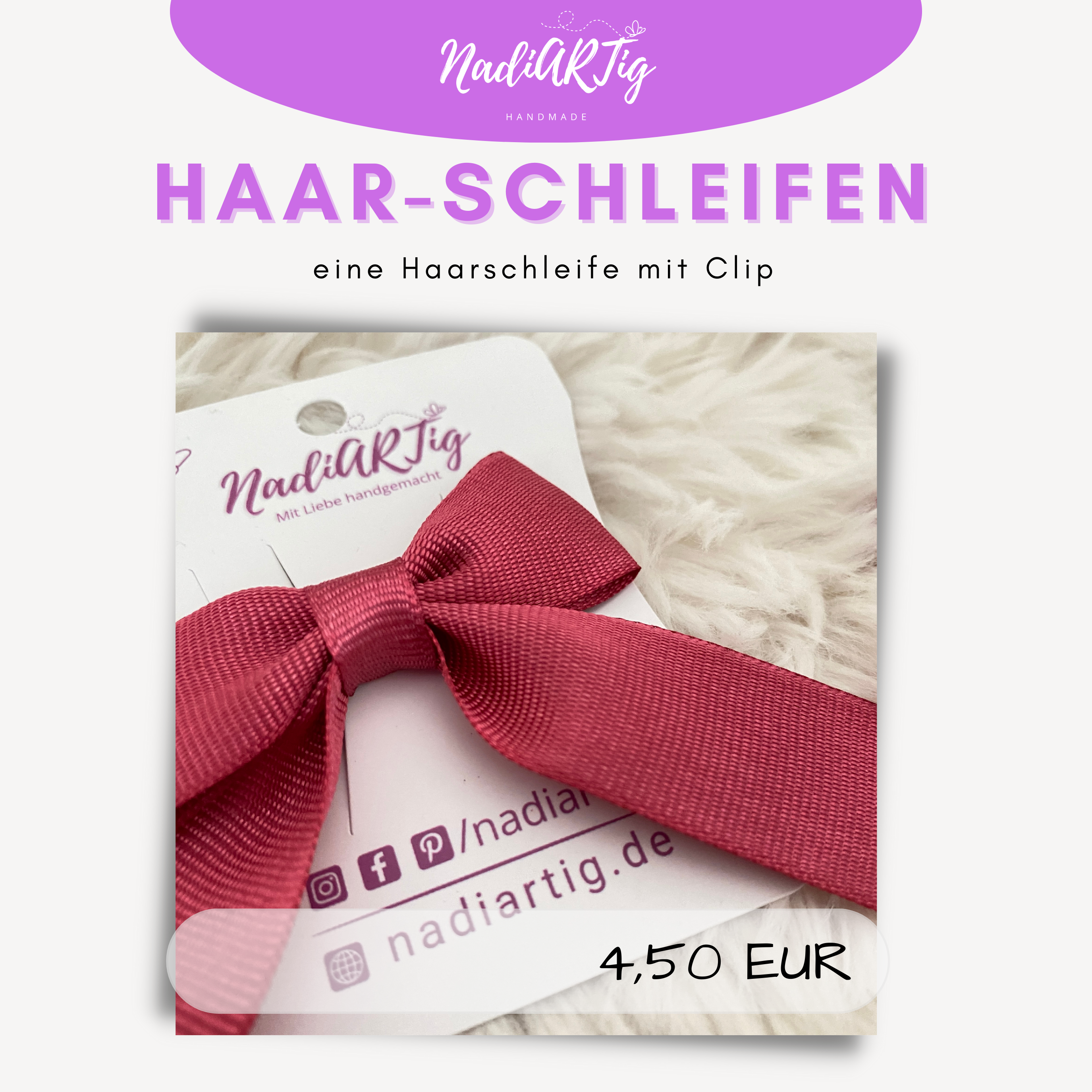 Haarschleife / Spangen in 9 Farben