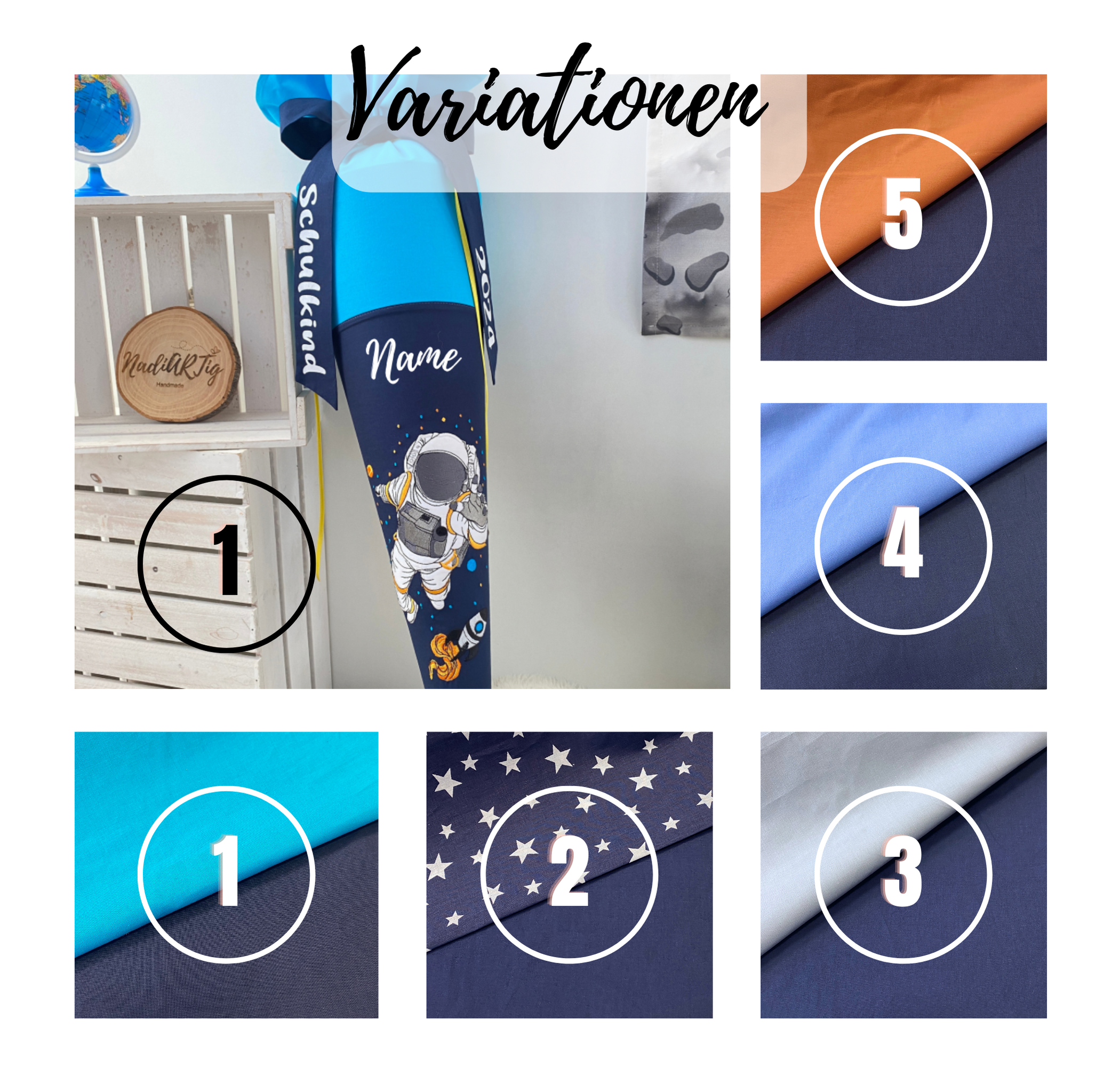 Schultüte Astronaut in Sterne/dunkelblau