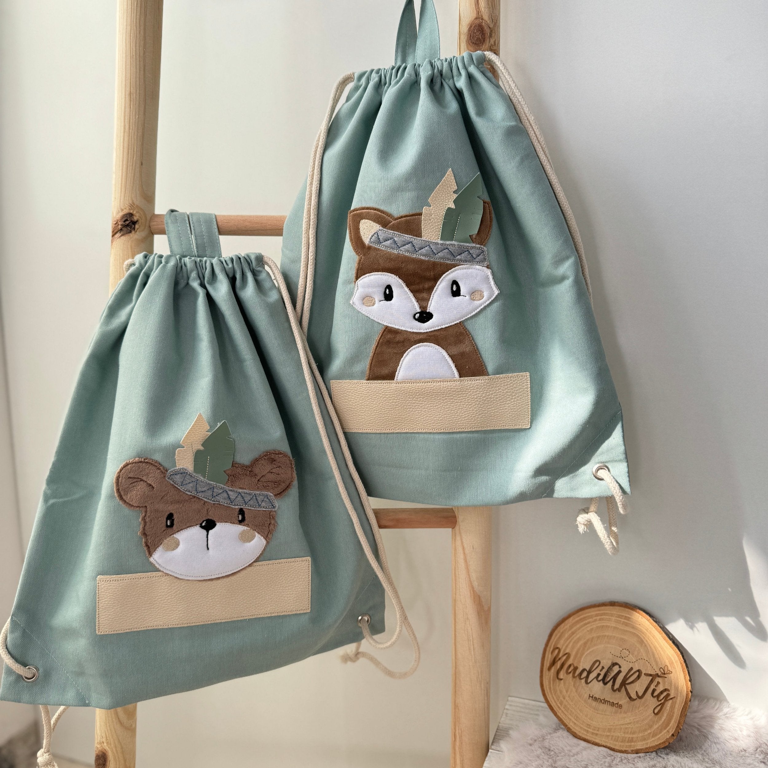 Kindergartenbeutel für Wechselwäsche - Motiv Boho Fuchs (wasserabweisend)