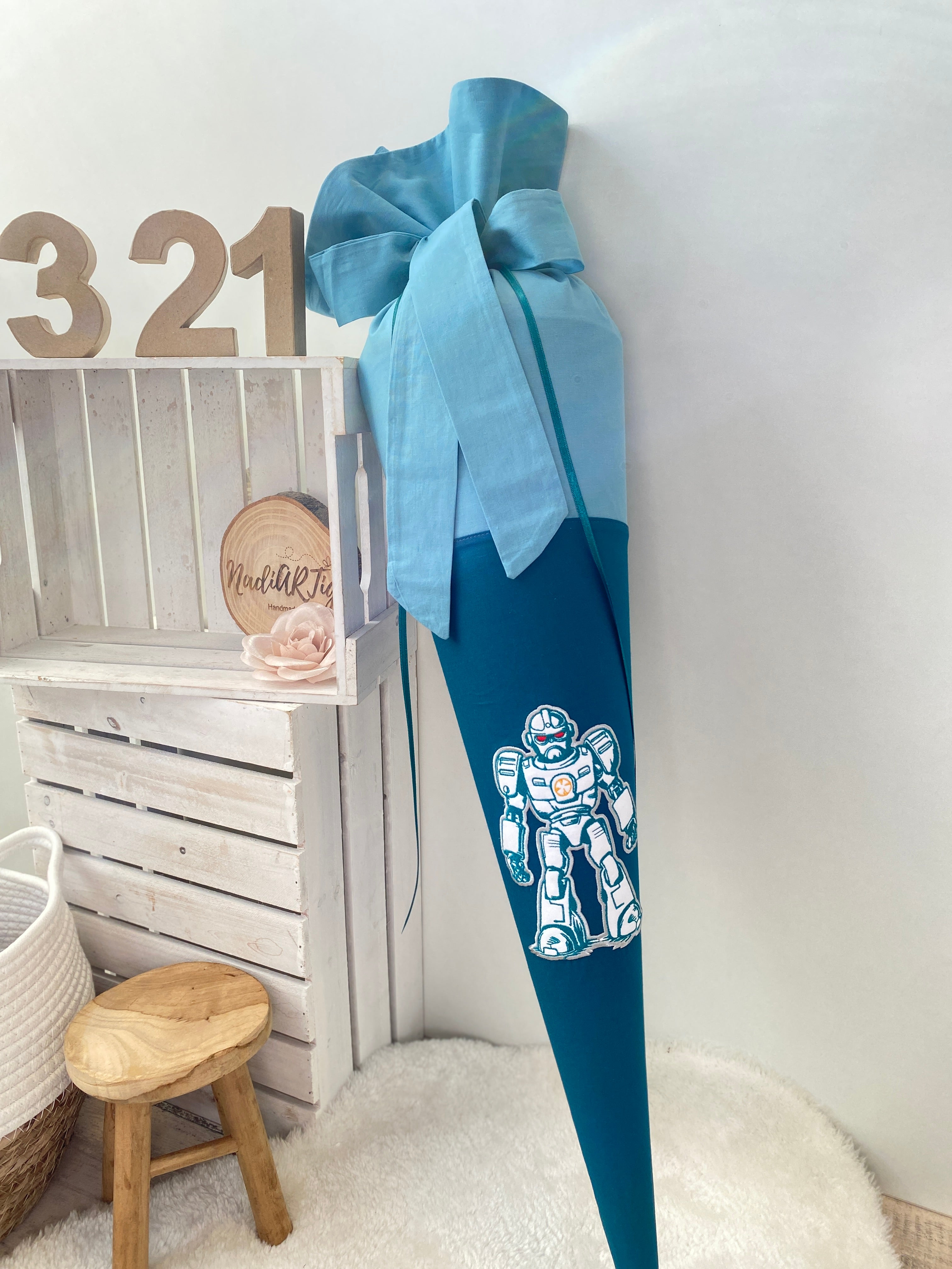 Schultüte Roboter in petrol