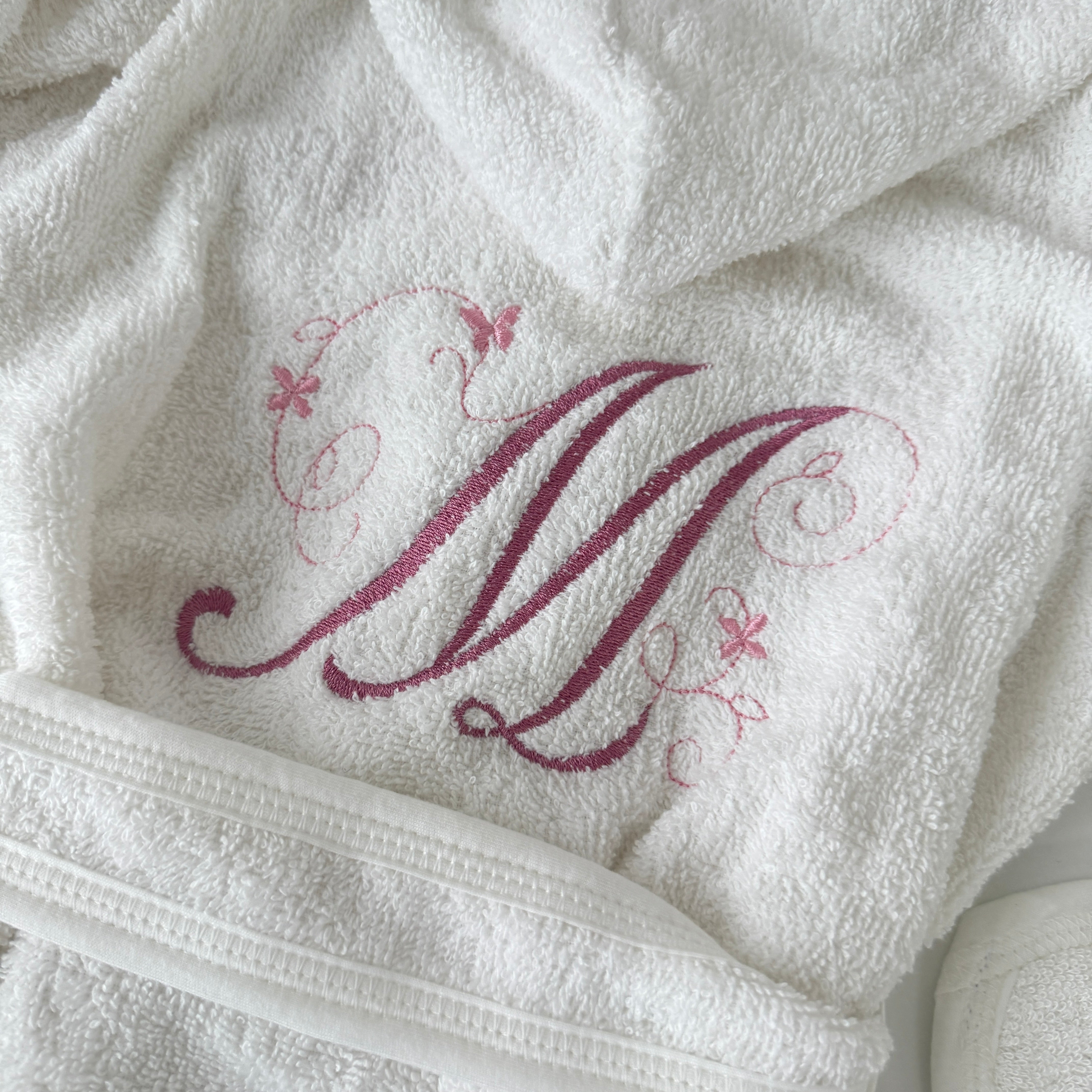 Kinderbademantel mit Namen & Initiale – Weiß (1–3 Jahre)