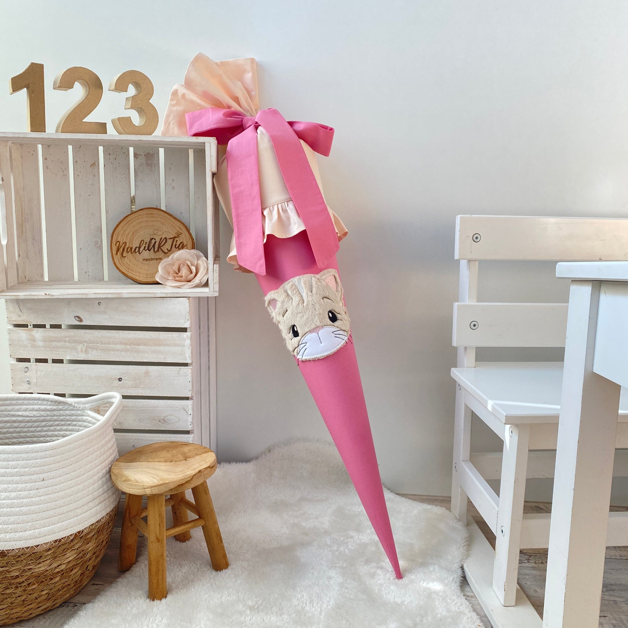 Schultüte Katze in beige/altrosa