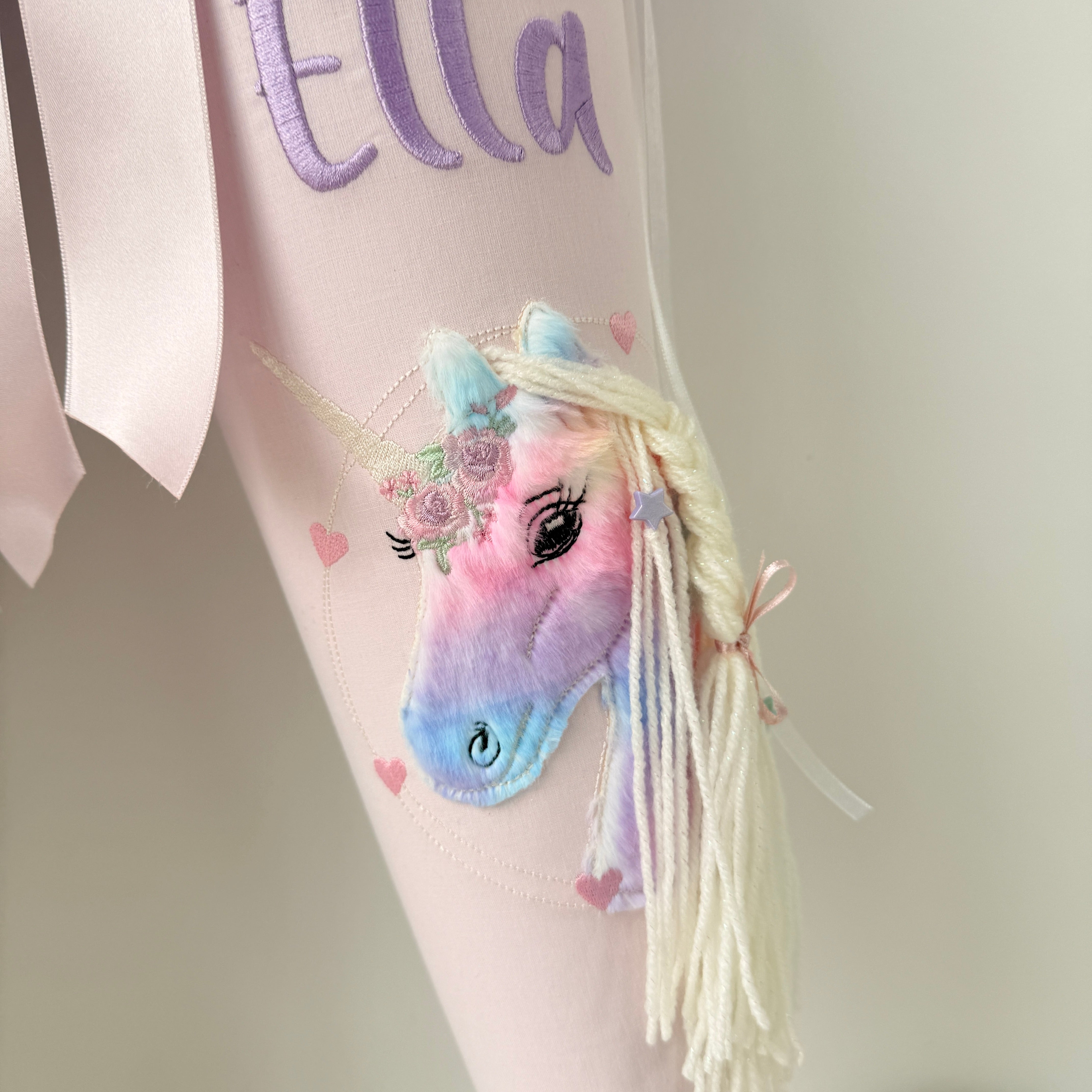 Schultüte buntes Einhorn mit glitzer Mähne in flieder/rosé