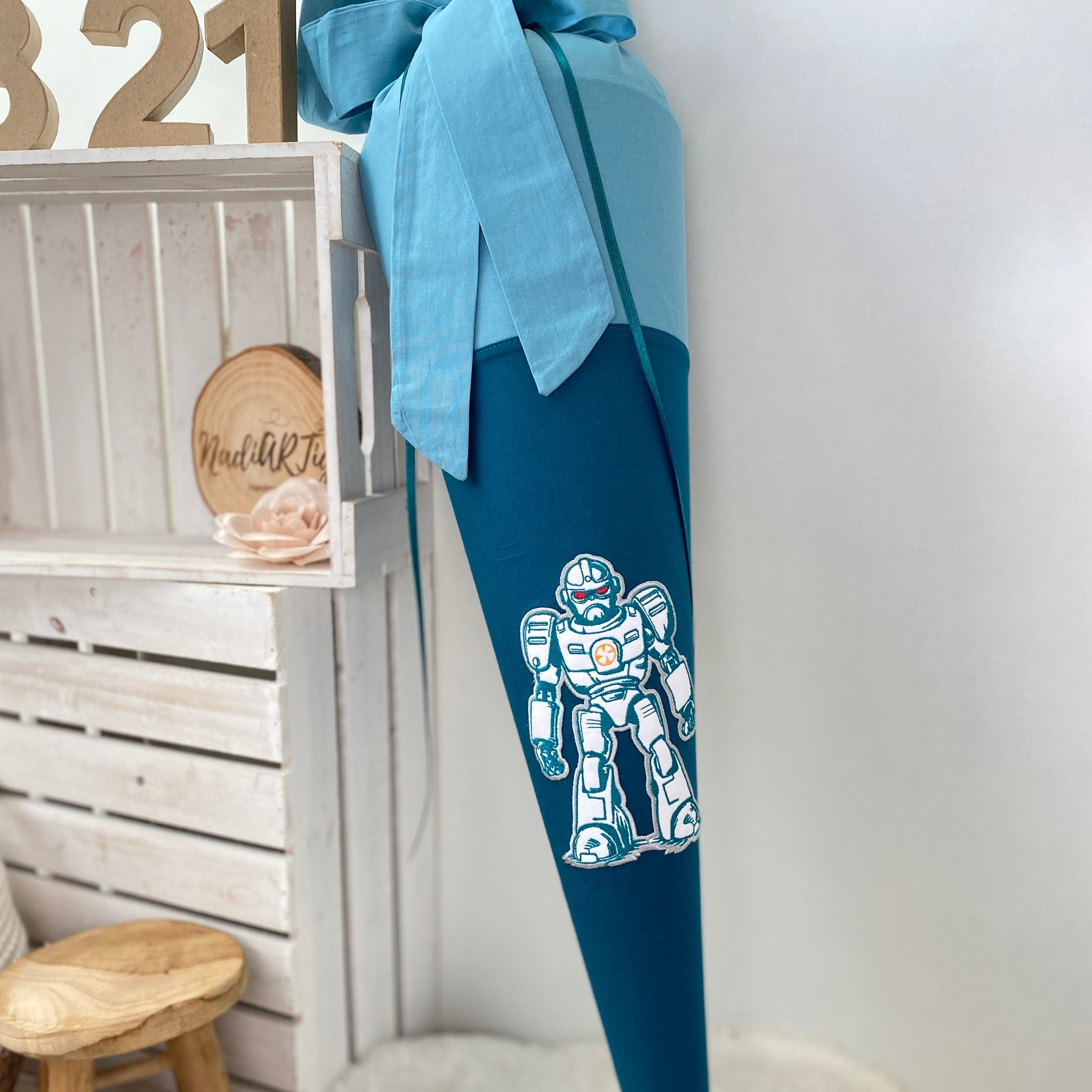 Schultüte Roboter in petrol