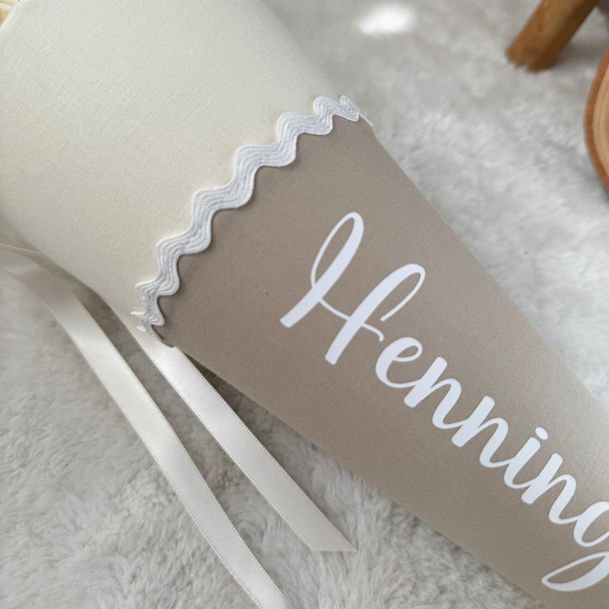 Geschwister-Schultüte mit Namen in beige/sand