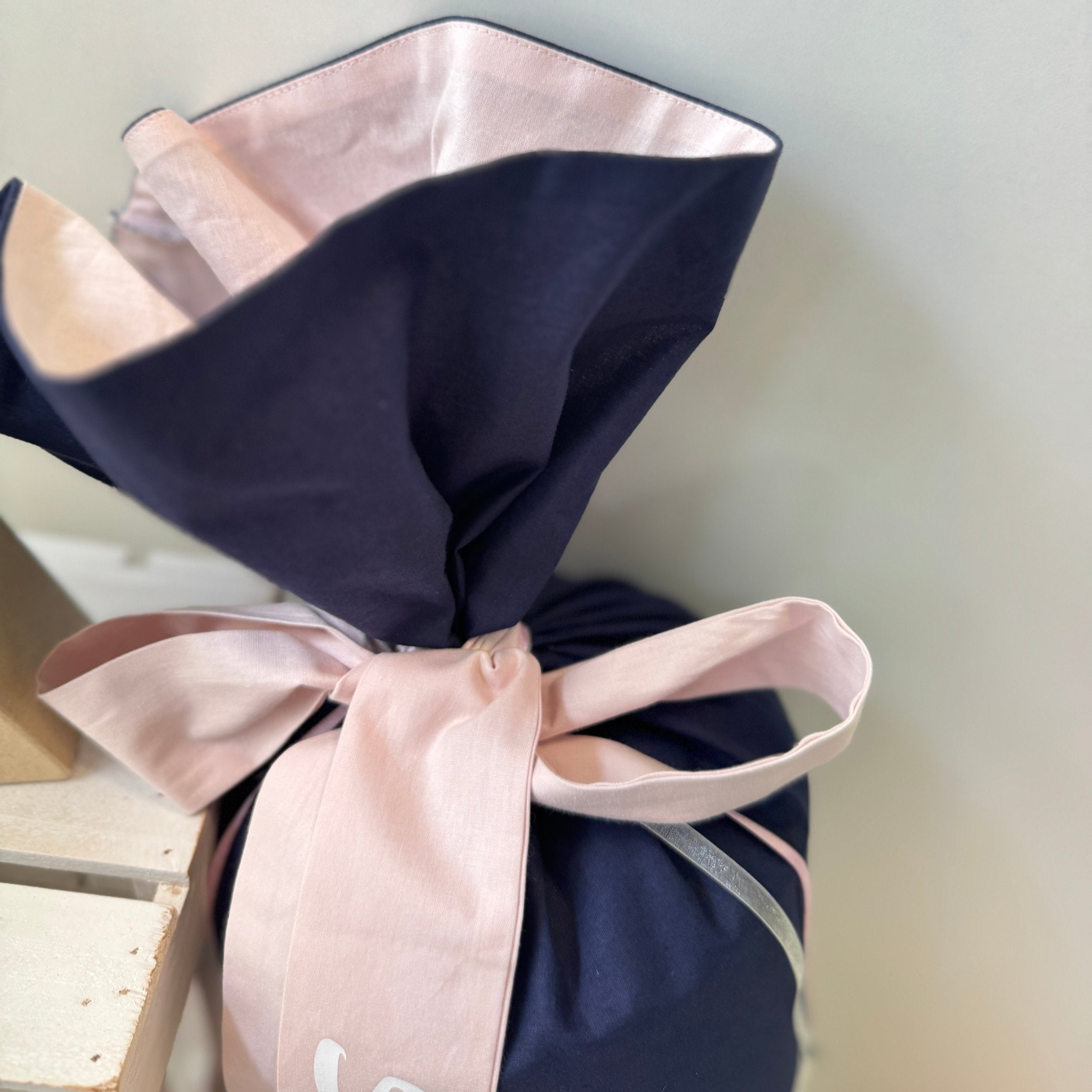 Schultüte Hase in dunkelblau/puderrosé