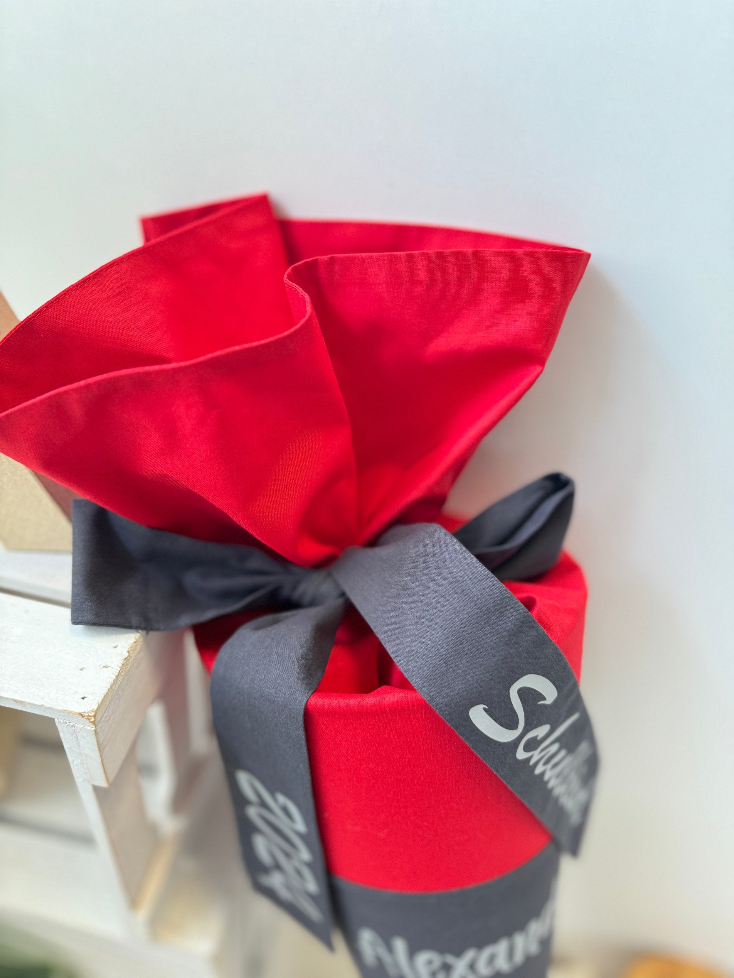 Schultüte DRACHE in rot/anthrazit