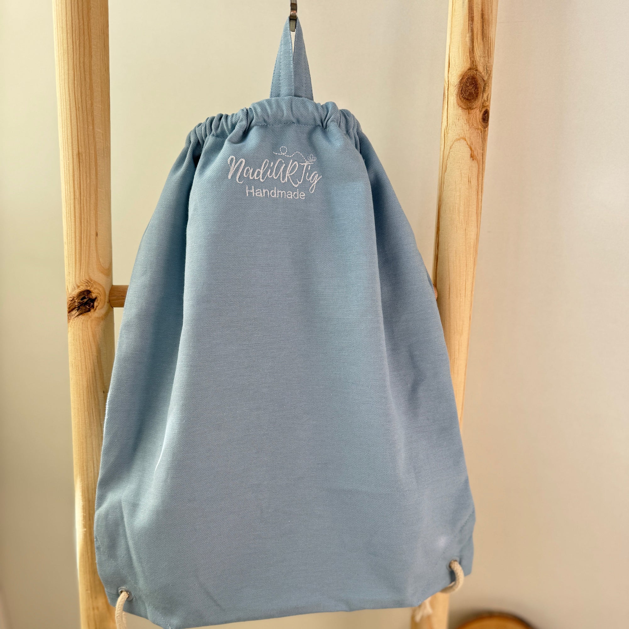 Kindergartenbeutel Pferd hellblau (wasserabweisend)