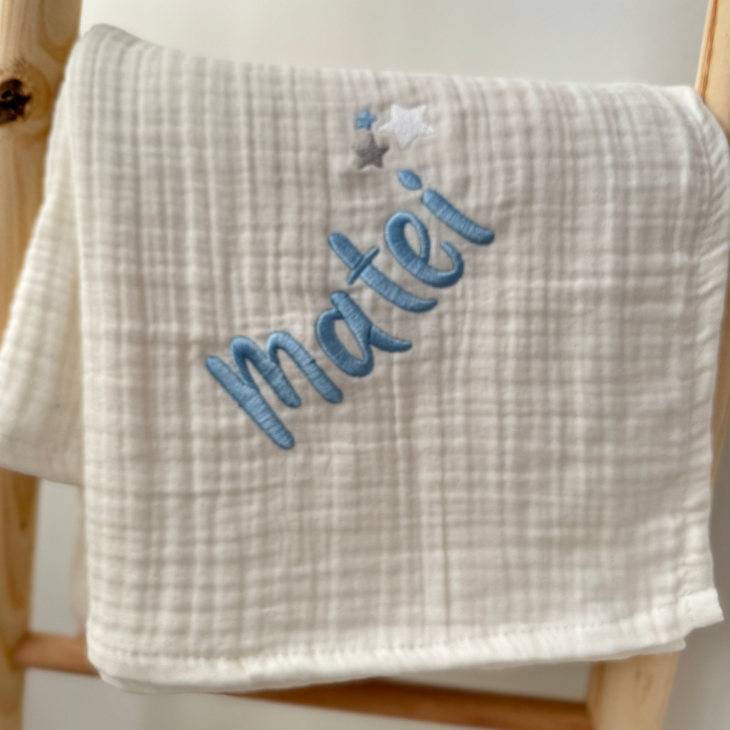 Musselin Baby-Decke mit Namen