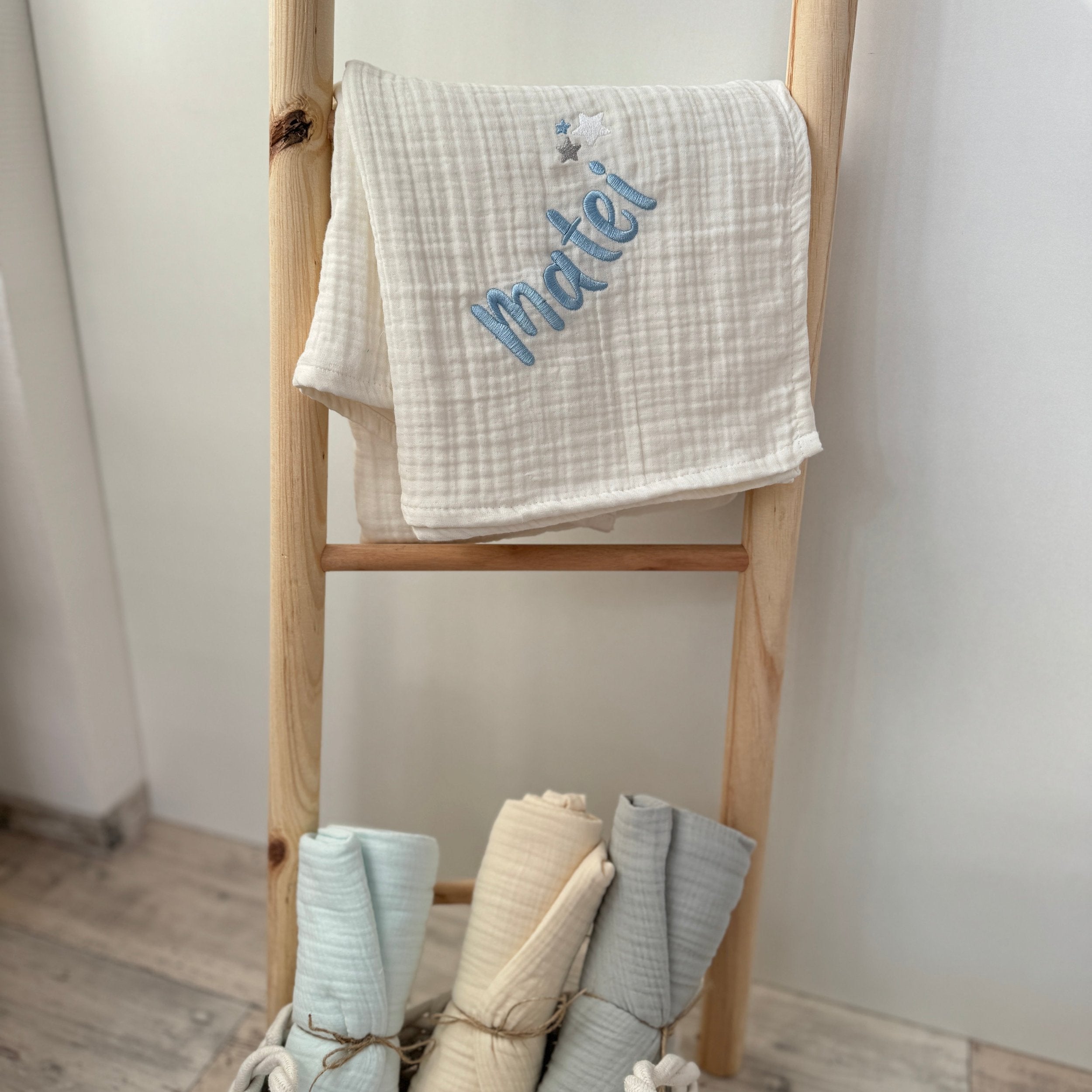 Musselin Baby-Decke mit Namen