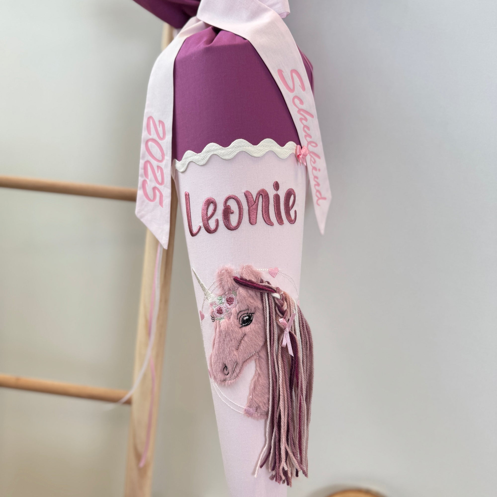 Schultüte Einhorn in dunkle Beere/rosé